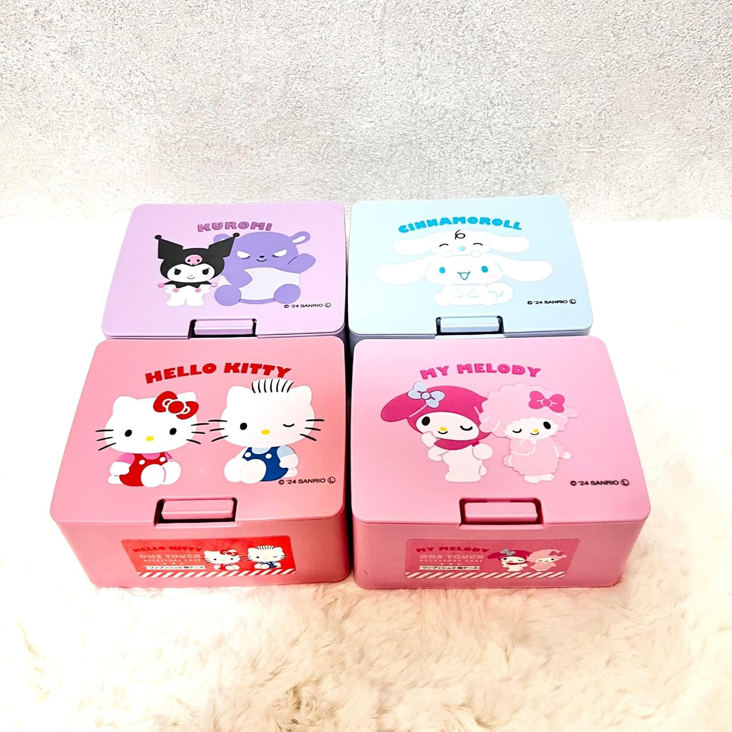 Can Do My Melody One Push One Touch Open Type Lid Accessory Cosmetics Case Box W4.2 &times; H3.5 &times; D2 Inch,Multicolor, Japanese, Pink, Pink, Small Case image number 3