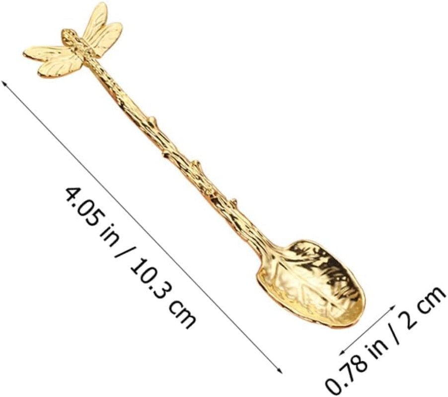 Fokmuaex 3-Piece Retro Forest Style Gold Parfait and Coffee Spoons Set for Decorative Dessert Tableware image number 6