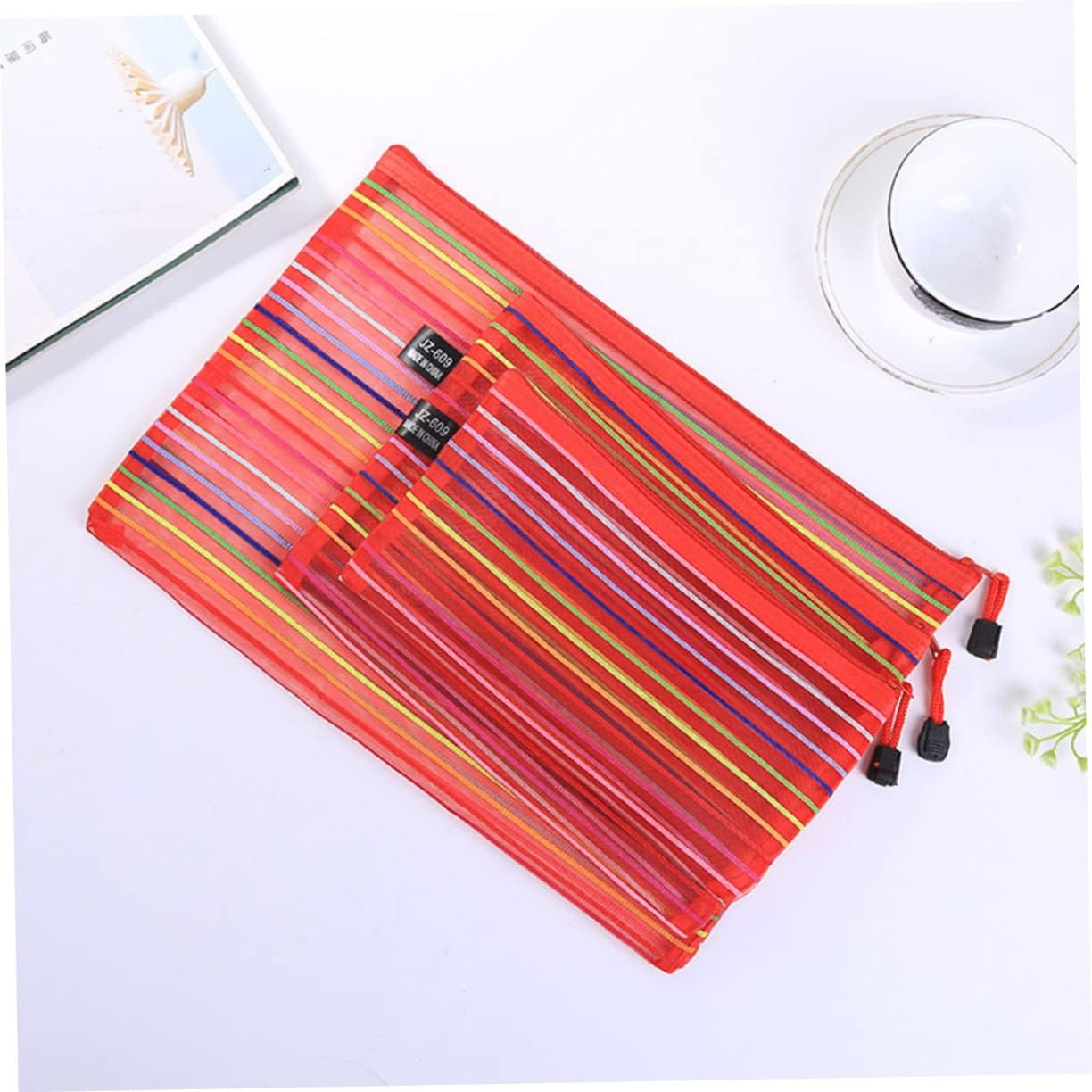 HAPINARY 10Pcs Nylon Zippered File Bags Documents Organizers File Pockets Stationery Organizer Folder for Office School Use Assorted