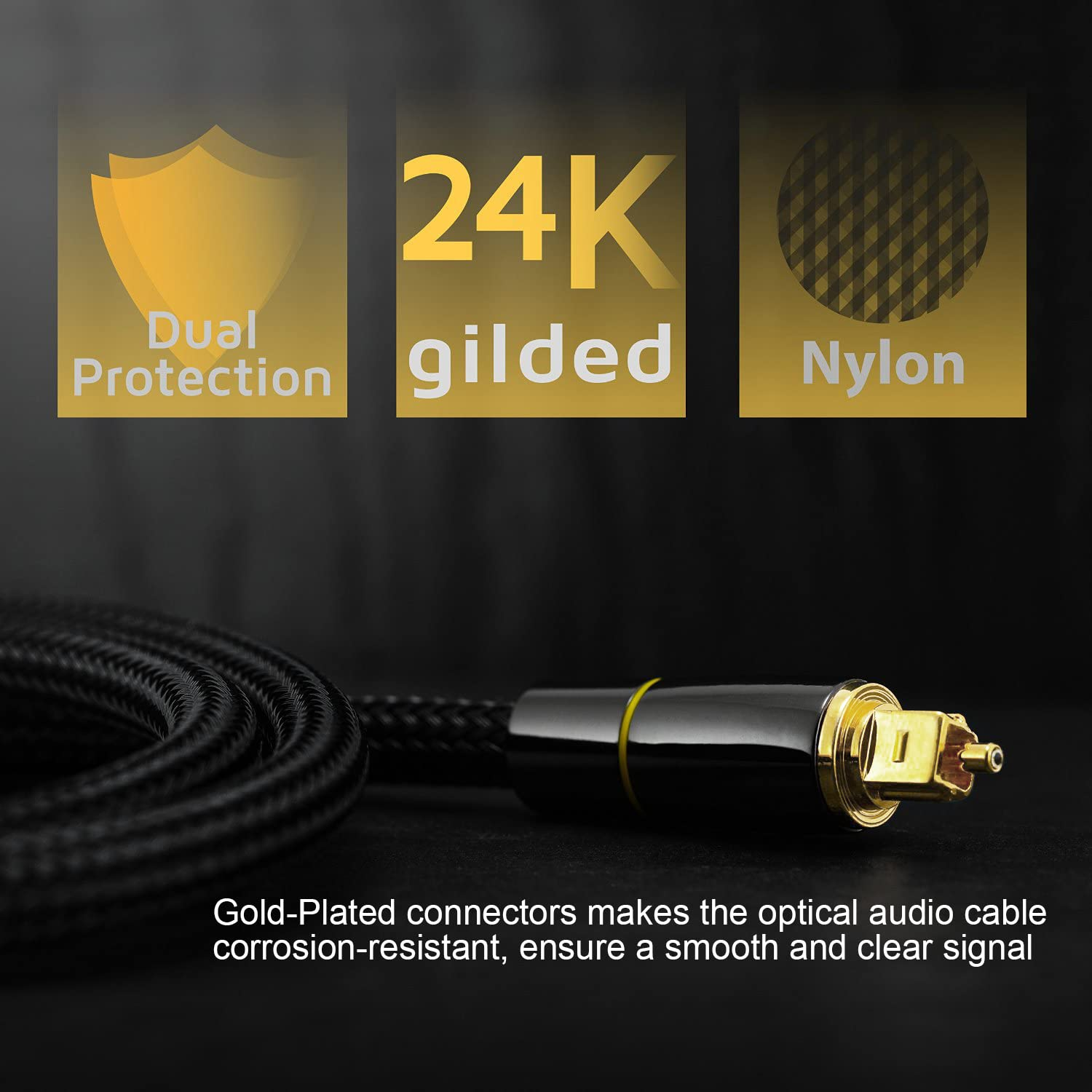 XMUXI Digital Optical Audio Toslink Cable MD DVD Nylon Braided Fiber SPDIF Cable Lead Cord for Home Theater, Sound Bar, TV, PS4, Xbox, Playstation, Playstation,Computers, Game Console (1 Meters) image number 4