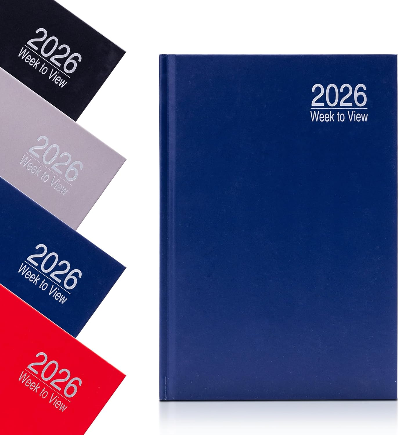 Evelay 2026 A5 Week to View Diary Full Year Planner Organiser Hardback Cover with Times (Black)