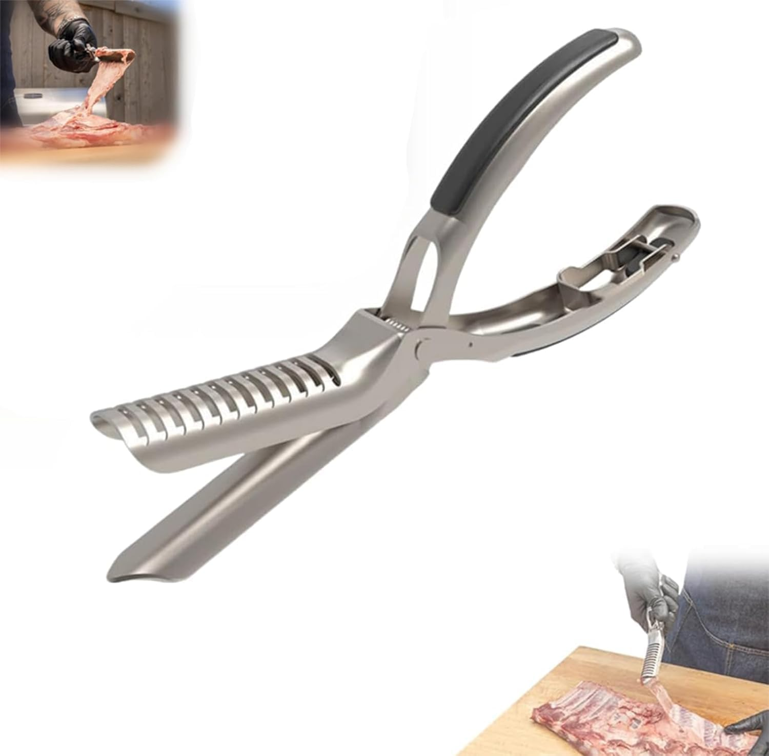 Rib Prep Tool Pro, BBQ Rib Skinner, Stainless Steel Rib Membrane Remover Tool, Ergonomic Design for Effortless BBQ Rib Preparation (1PC)