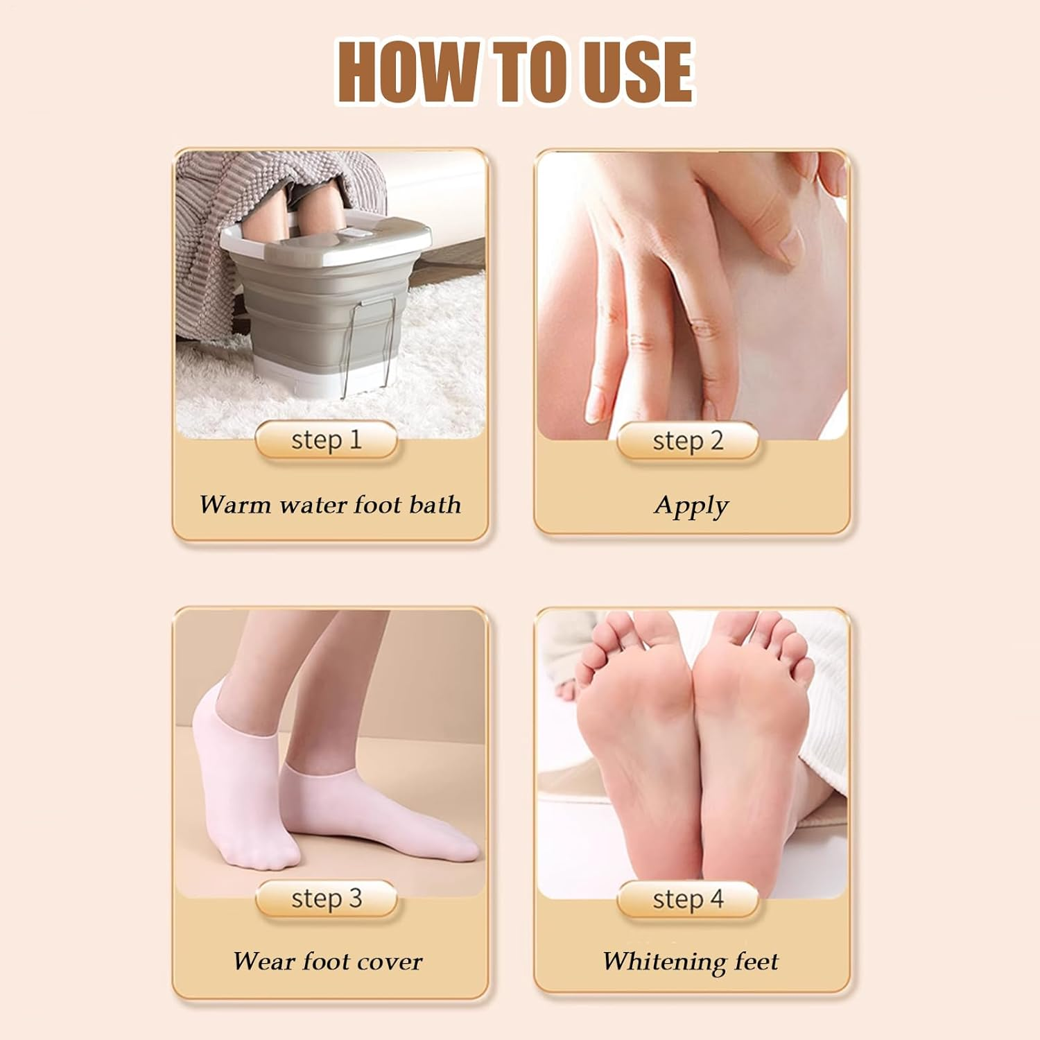 Qkbuza Women'S Foot Socks - Moisturizing Skin-Friendly Liquid Silicone Foot Socks,Ergonomic U-Shape Spa Cover for Cracked Heel Men Women - Pink Foot Mask image number 5