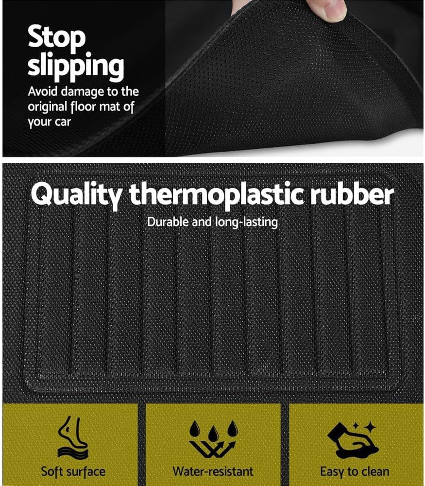 Ariv Hommey Tesla Model Y Floor Mats 2021-2024 Custom Fit All-Weather 3-Piece Set Car Foot Mats Eco-Friendly TPE Material Floor Liners Car Accessories (Not Fit 7Seat & Juniper) image number 1