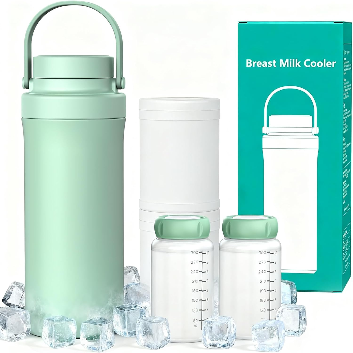 Portable Breast Milk Cooler Bottle, 360&deg;Cooling Technology for 24 Hours, 600Ml Larger Capacity Travel Breastmilk Chiller with 2Pcs Baby Bottles, Portable Milk Cooler for Breastmilk, Bpa-Free image number 3
