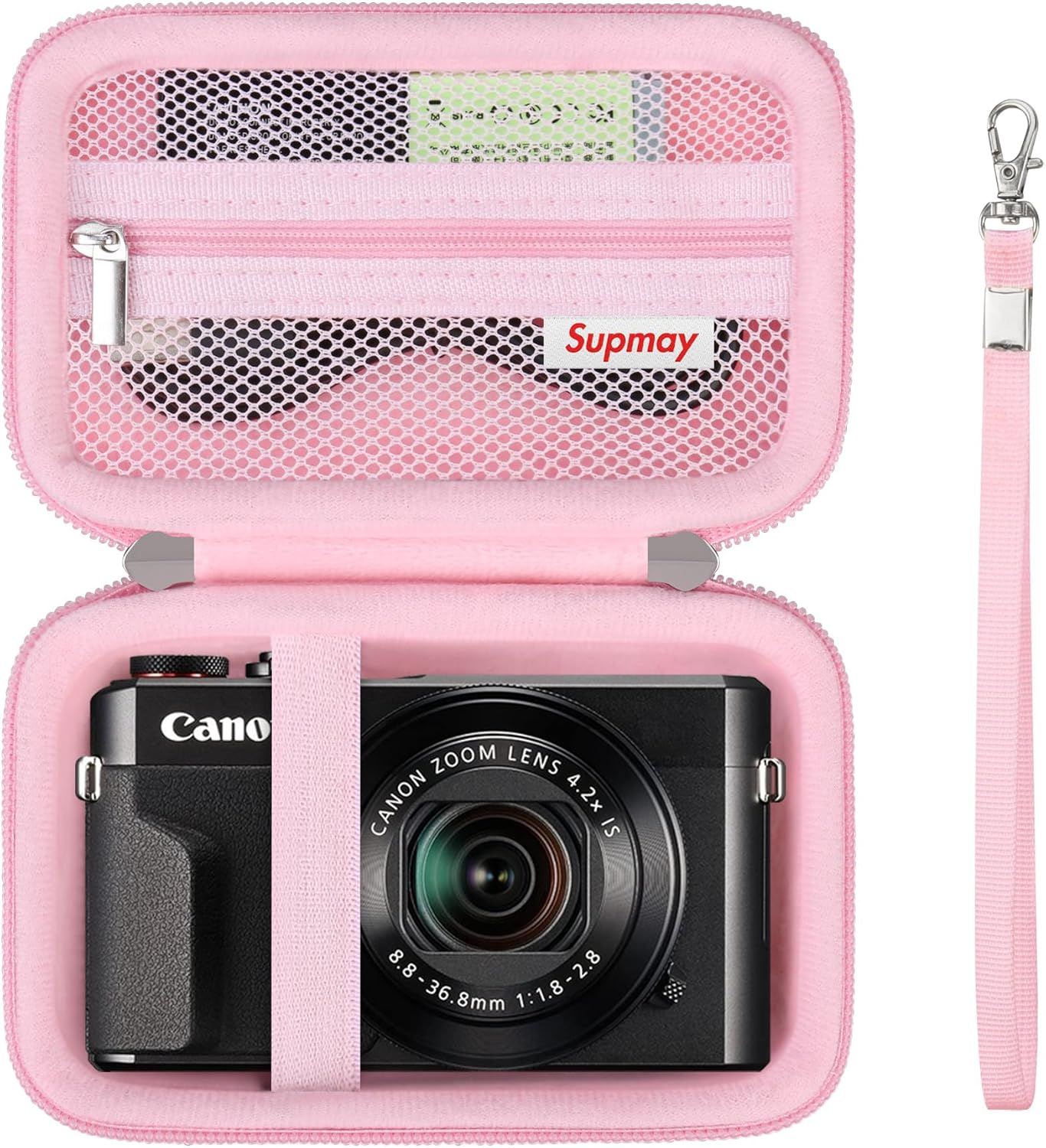 Supmay Hard Travel Case for Canon Powershot G7 X Mark II/ G7 X Mark III Digital Camera, Protective Storage Bag with Zipper Mesh Pocket for Battery Pack, Charging Cable and Other Accessories, Black