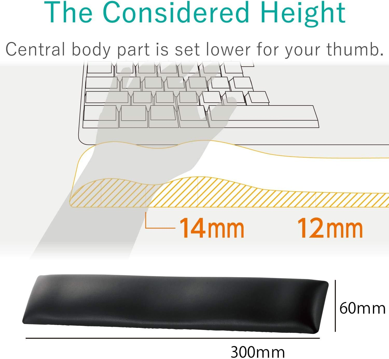 ELECOM Wrist Rest FITTIO Long Type/Fatigue Reduction/Ergonomic Design/Comfortable/Memory Foam/Anti Skid Black MOH-FTPBK image number 1