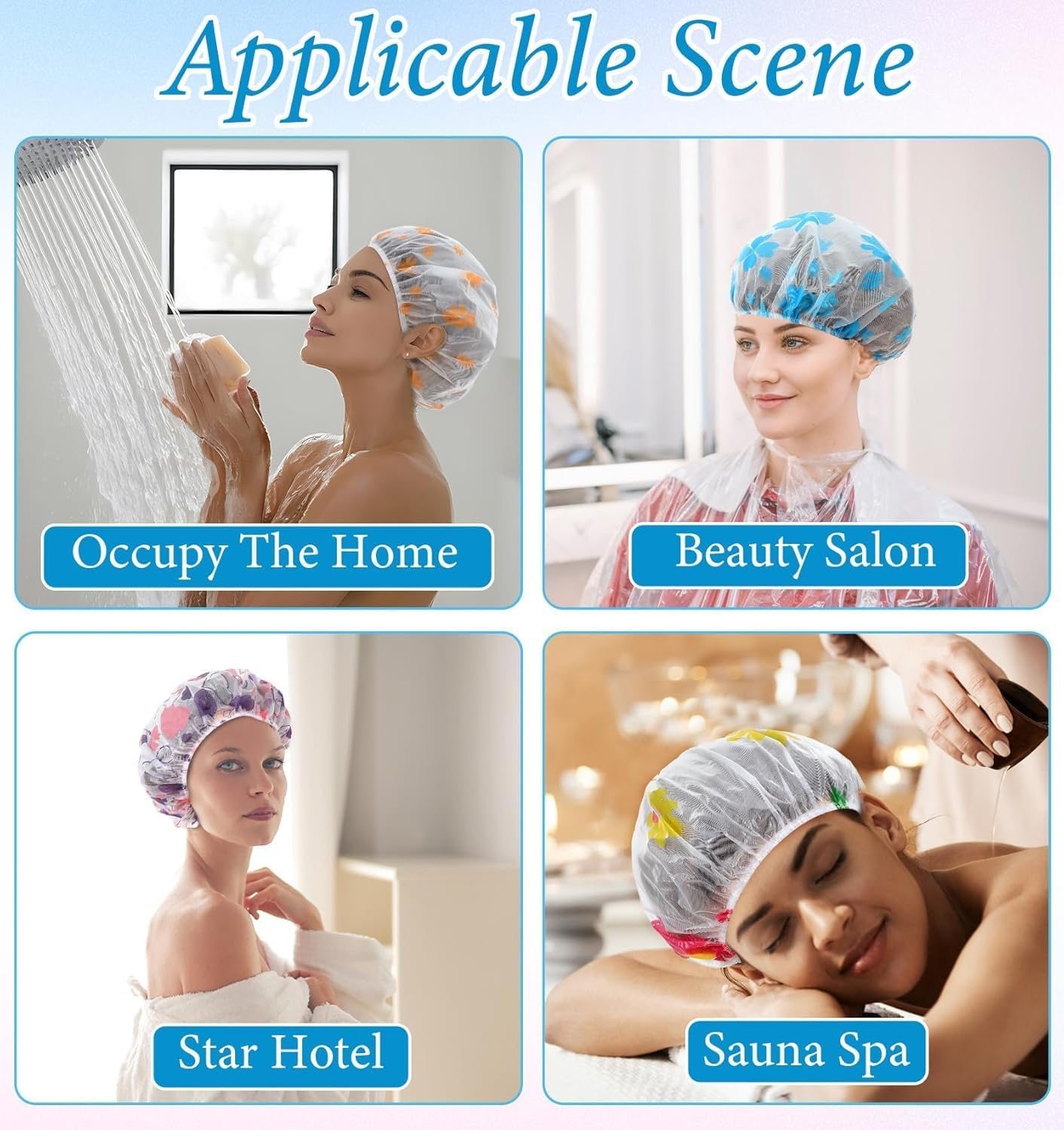 Shower Cap for Kids, 26-28 Cm Reusable Baby Shower Cap with Elastic & Sanded Imprint Design for Girls, Boys, Women, Bathroom, Makeup, Travel (Multi-Colored) image number 4