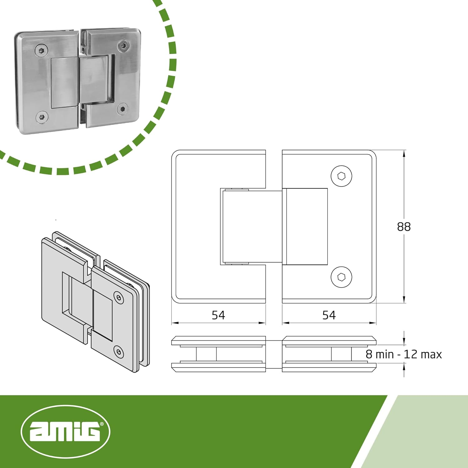 AMIG 19959 - Shower Hinge Mod. C Nickel Matt