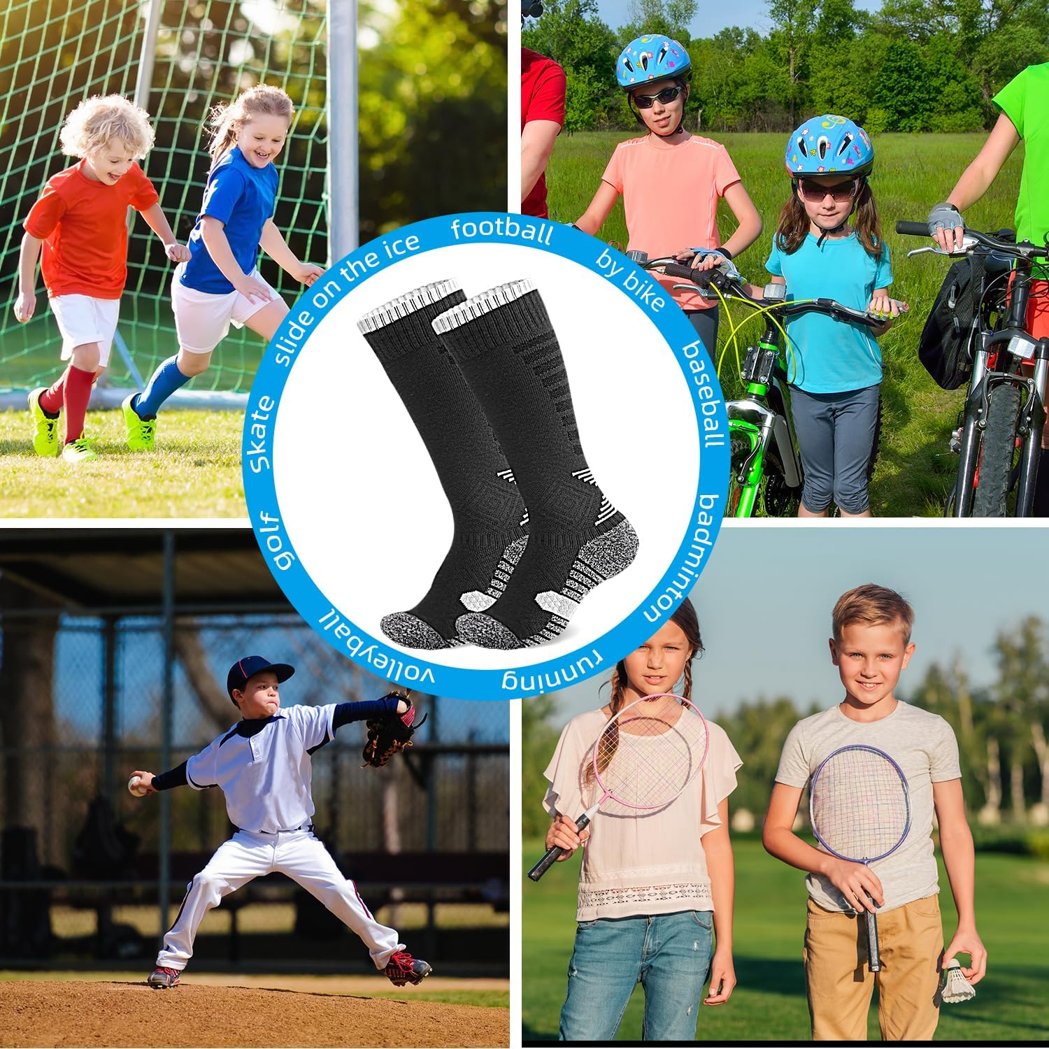 2-Pairs Athletic Soccer Socks for Kids Youth Boys and Girls (7-12 Years Old) - Team Sport Baseball Cushion Breathable Tennis Socks - Pink image number 6