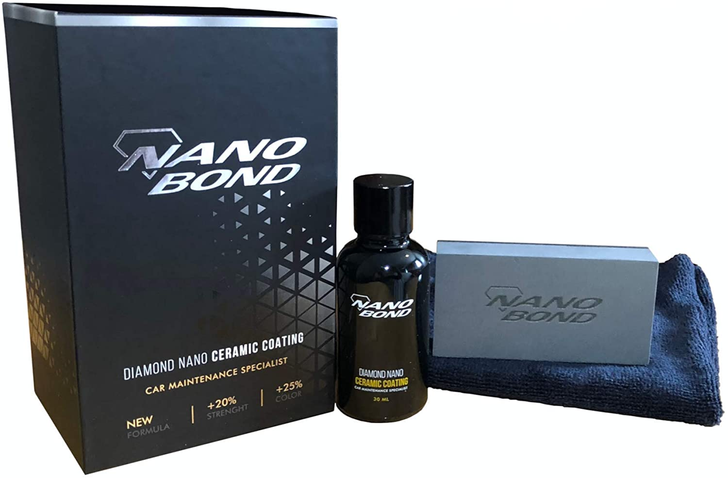 Nano Bond Professional Ceramic Coating for Cars - High Gloss Paint Protection Kit, UV & Corrsion Resistant For, Wheels, Glass, Plastic, Easy Application, Ultra Hydrophobic, Long Lasting, Shine, 30Ml