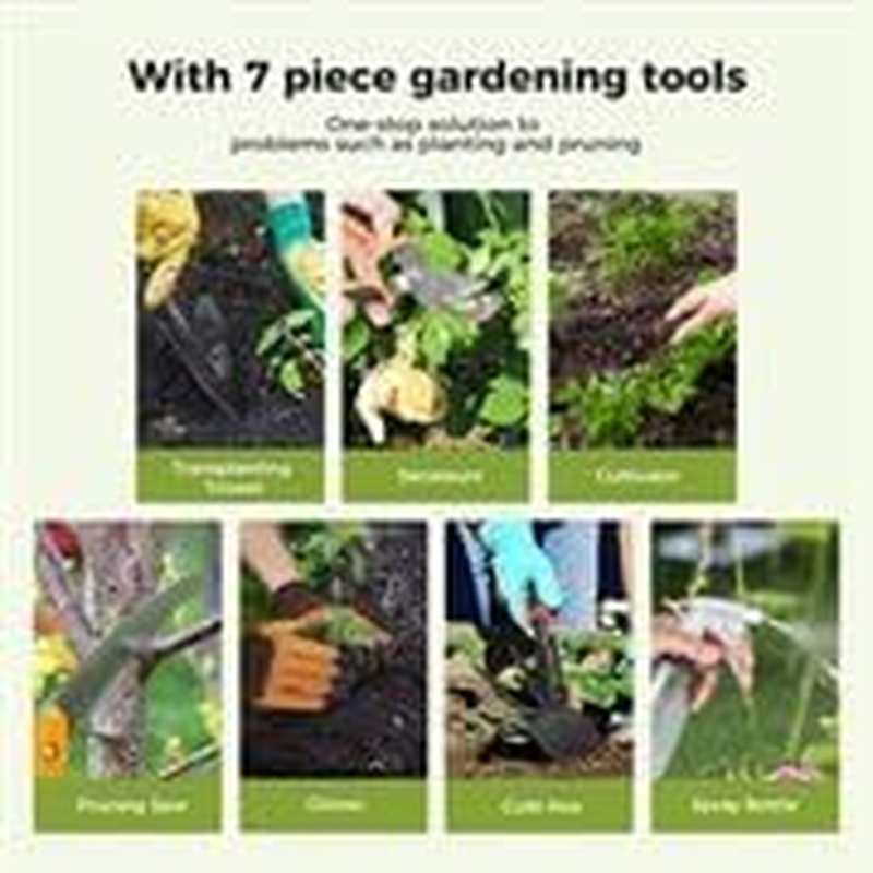 Lambu Garden Tote Bag with Tool Set, 8Pcs Outdoor Gardening Hand Tools Bag, Garden Multi Pockets Tool Organizer Contain Secateurs,Cultivator,Folding Pruning Saw,Trowel,Spray Bottle,Gloves,Culti-Hoe image number 3
