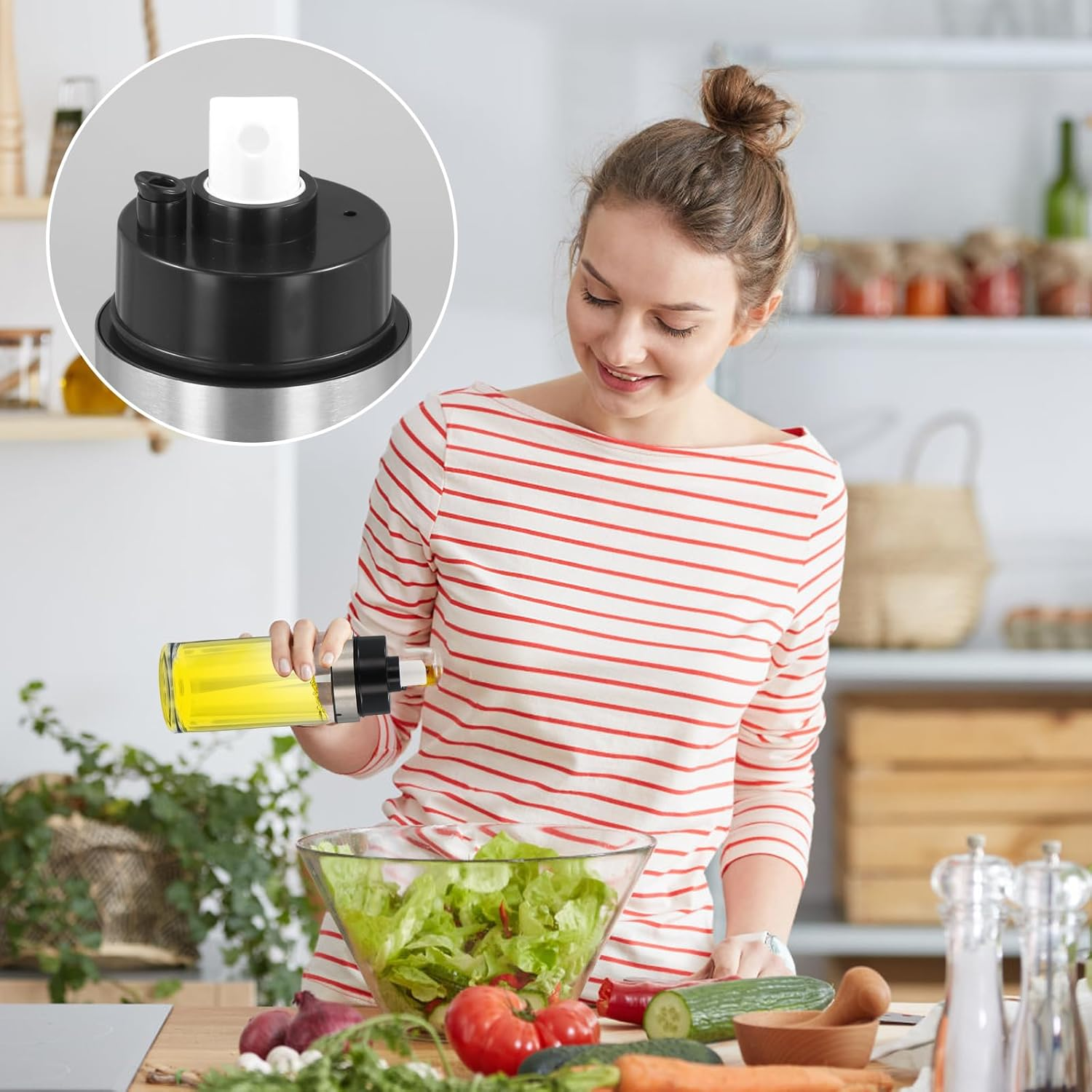 Oil Spray Bottle, Oil Dispenser Spray and Pour, Oil Sprayer for Cooking Air Fryer, Oil Mister Spray Bottle, Olive Dispenser Bottle for Kitchen image number 1