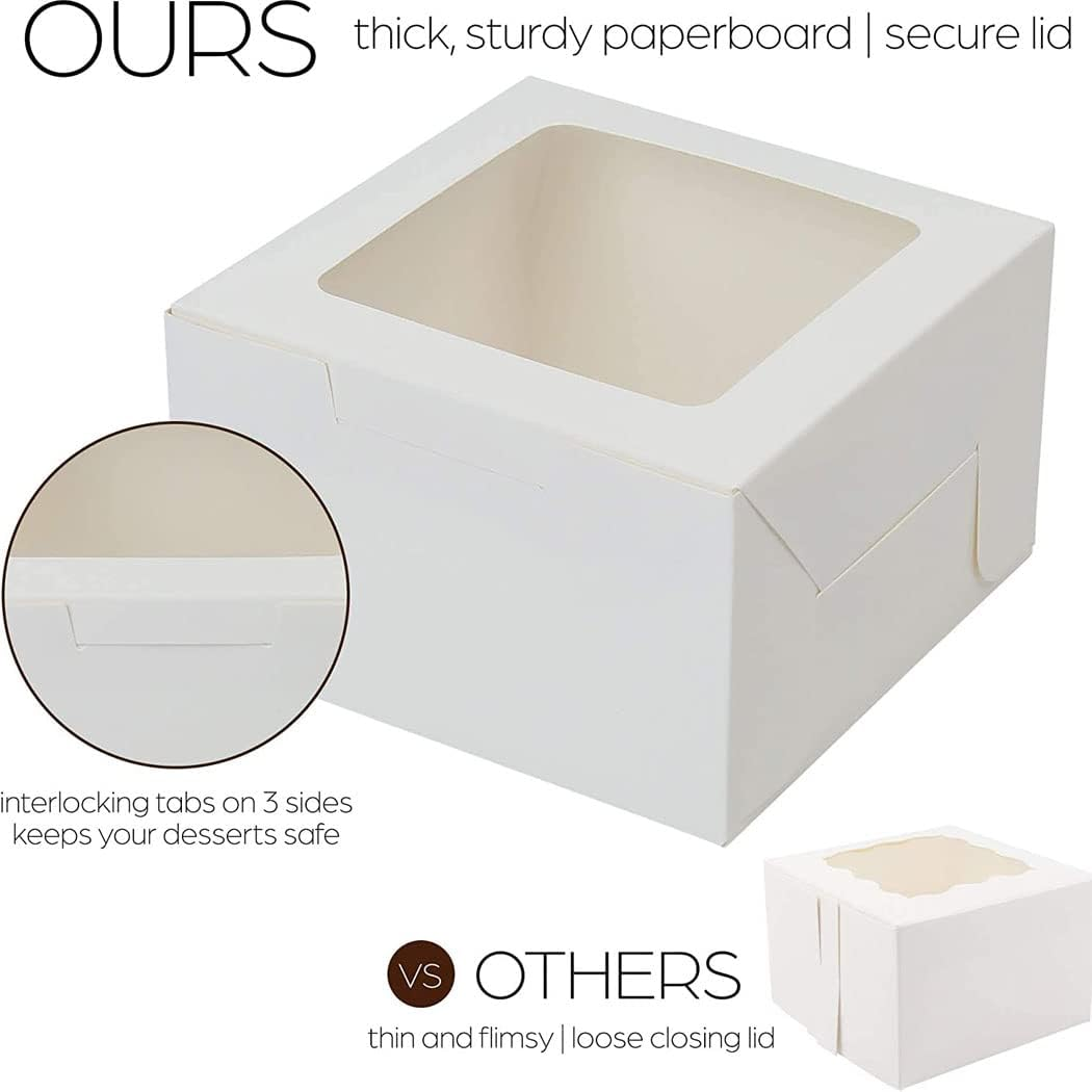 Idopick 30Pcs White Bakery Boxes with Window, 6 X 6 X 3 Inches, Extra Thick Small Cookie Boxes for Cookie, Macarons, Mini Treat Boxes for Holidays, Parties, Birthday Gift Giving (White) - White image number 2