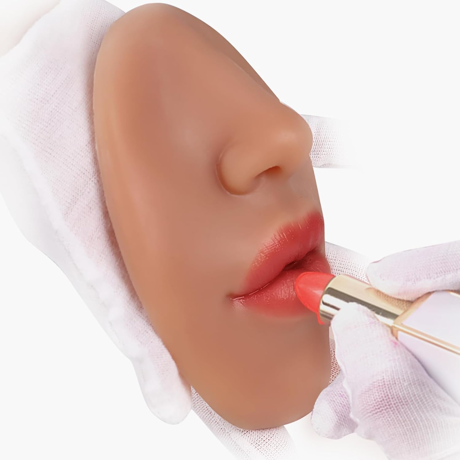 Vnmcry Silicone Nose Mouth Model Soft Flexible Piercing Practice Body Parts Silicone Lips Realistic Face Piercing Model Display (1 Pcs, Ivory, M-Thin Lip) image number 1