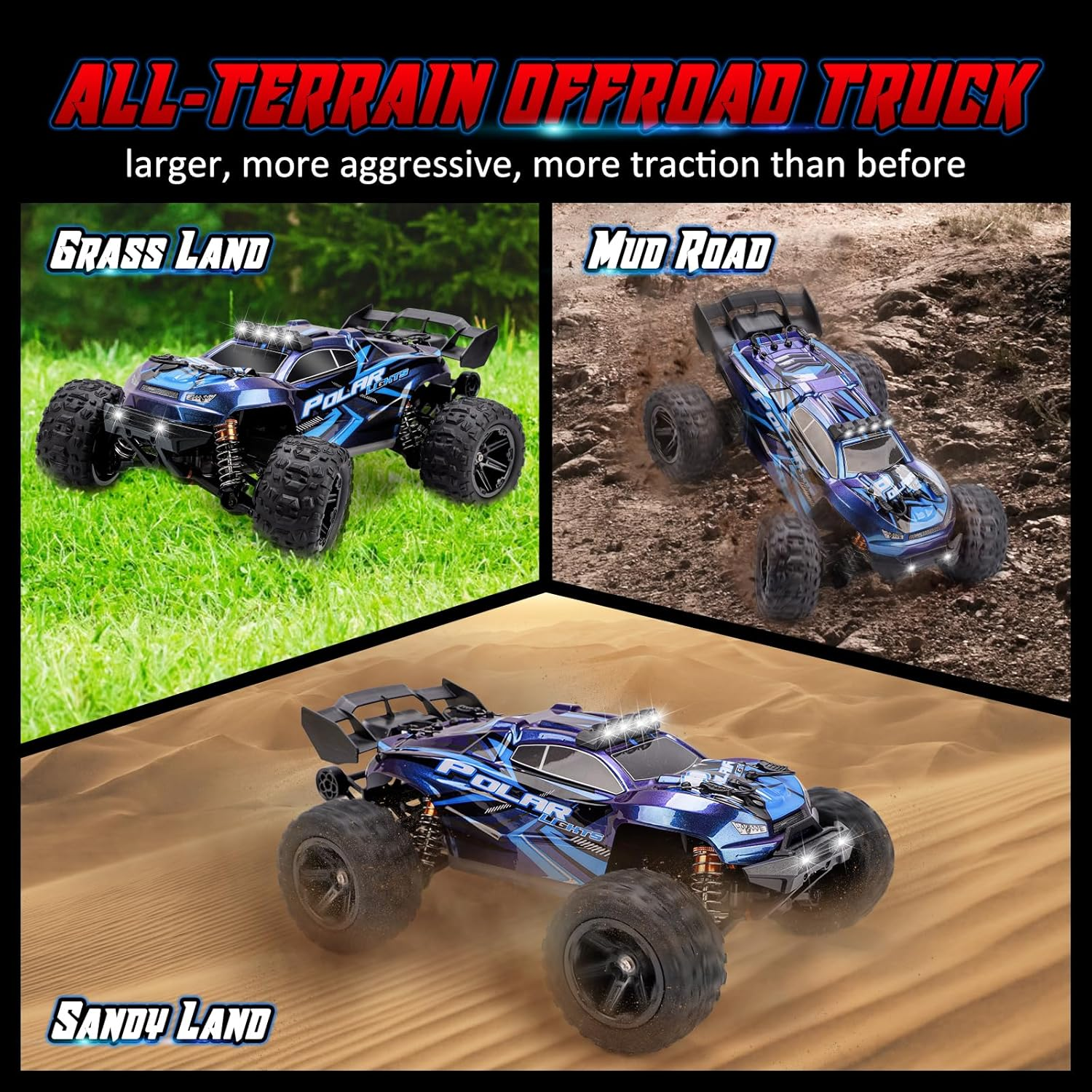 REMOKING 1:14 Scale All Terrain RC Car for Boys,4Wd High Speed Remote Control Car for Adults 40Km/H,Electric Off-Road RC Truck with Two Rechargeable Batteries,Off-Road RC Vehicle Gifts for Boys Adults image number 5