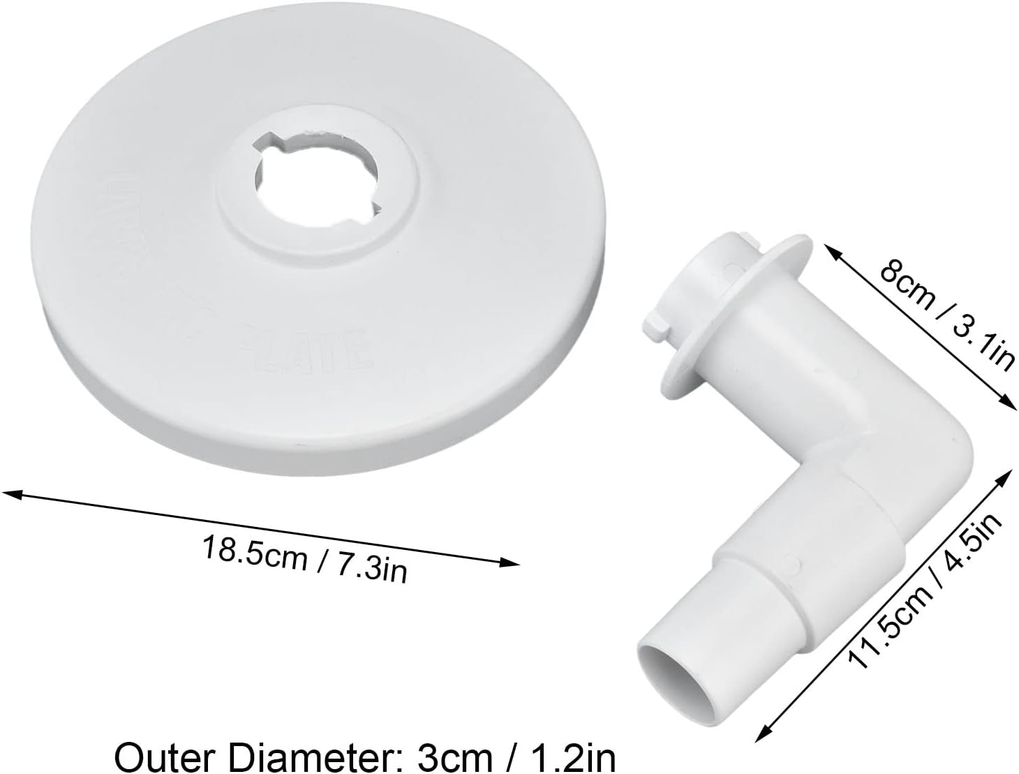 Srliya Skimmer Vacuum Plate with 90 &deg; Elbow Plastic Pool Vacuum Plate Replacement for Hayward