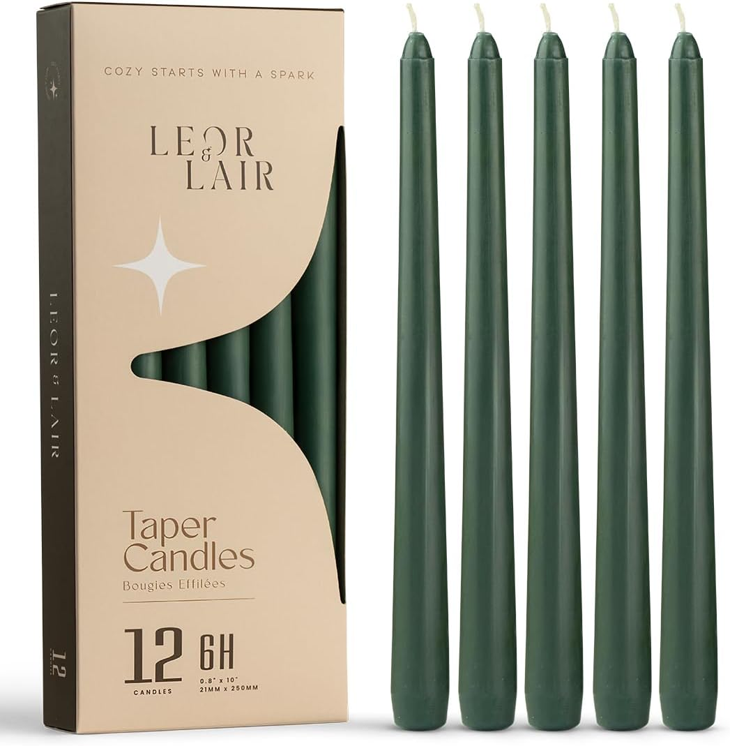 Leor & Lair Light Pink Taper Candles - 12 Pack 10" Pink Candlesticks - Unscented Blush Candles for Weddings, Mother&rsquo;S Day, Baby Showers, Dinner Table & Holiday Decor