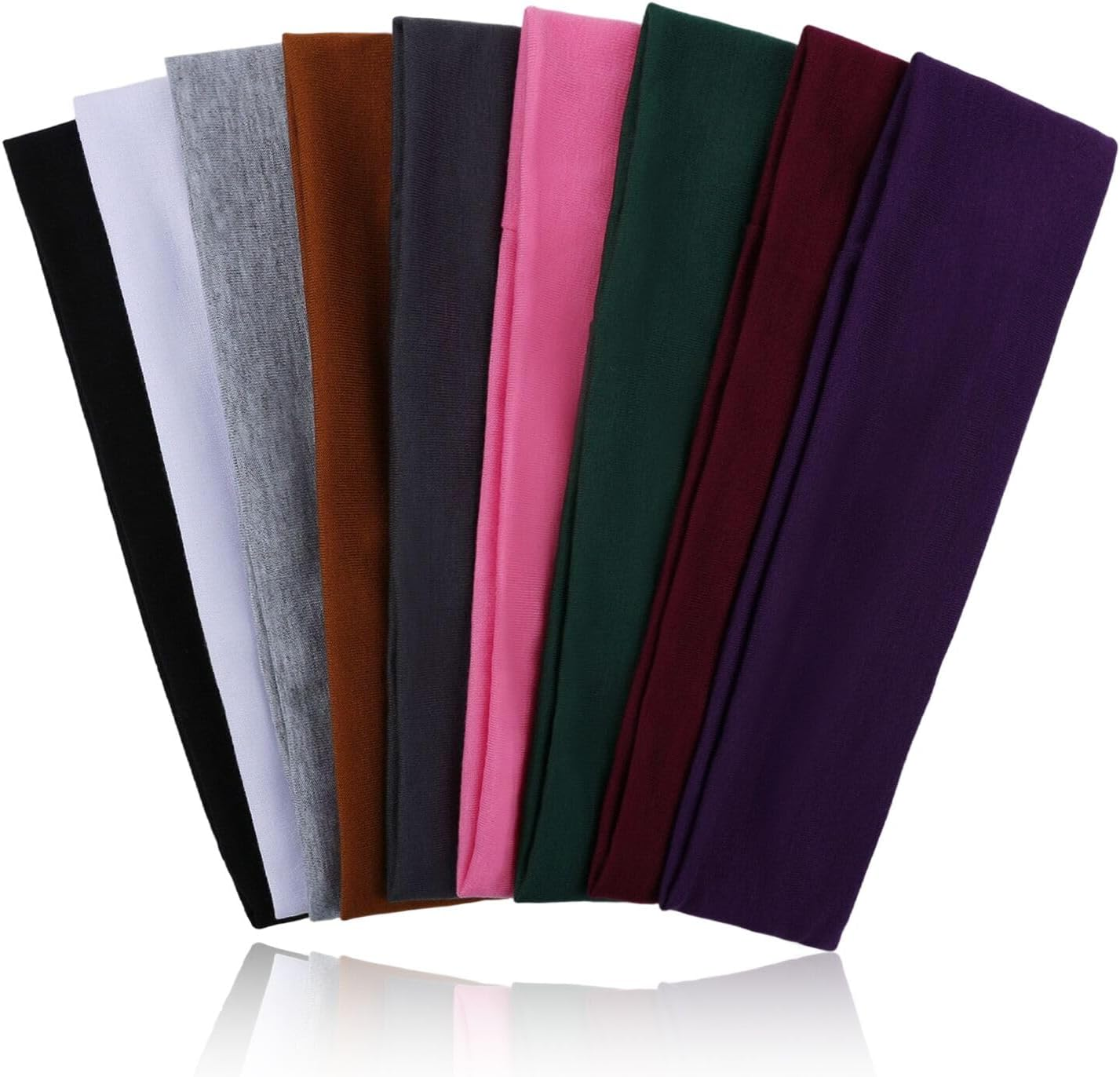 9Pcs Headbands for Women & Men, Non Slip Sweat Band Fashion Elastic Head Bands for Women'S Hair, Soft Hair Bands Cotton Cloth Stretchy Headband for Daily Workout Yoga Running Sports