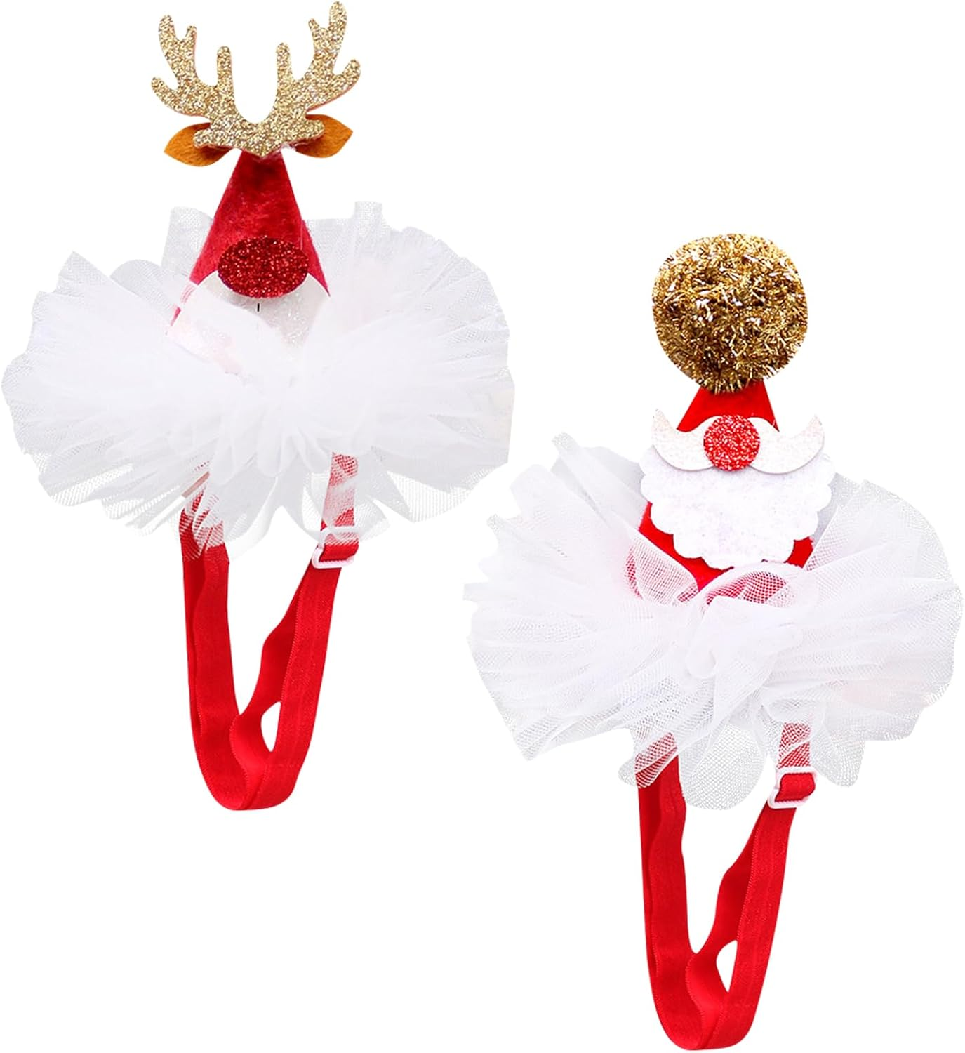 2Pcs Christmas Pet Hat, Creativity Pets Headdress Lace Cat Hats, Adjustable Cat Dog Christmas Hat, Adjustable Pet Dog Santa Hat, Xmas Pet Outfits Holiday Pet Hat for Dog Pet Supplies Christmas image number 1