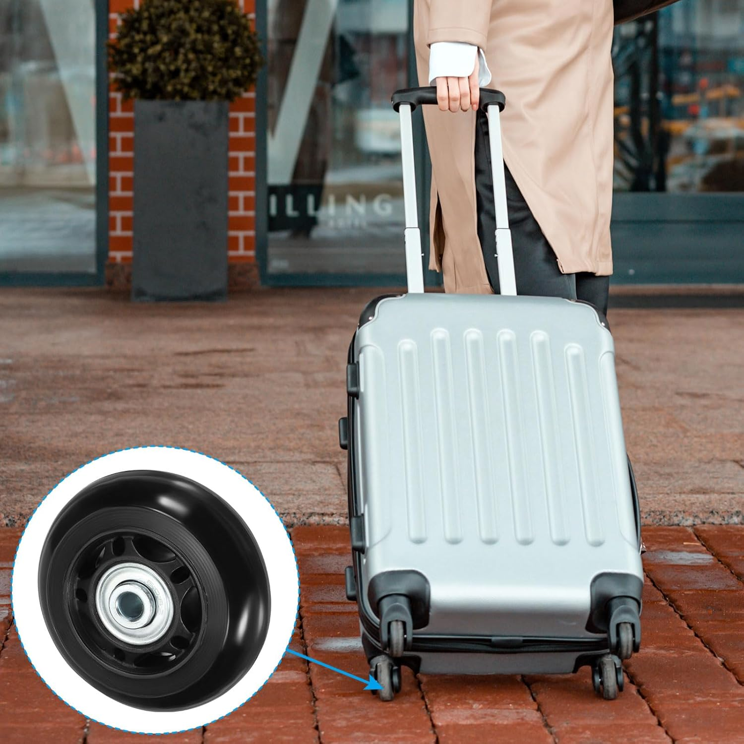 Uxcell Replacement Luggage Suitcase Wheels Repair Kit, 64Mmx24Mm Wear-Resistant & Mute Swivel Caster Wheels