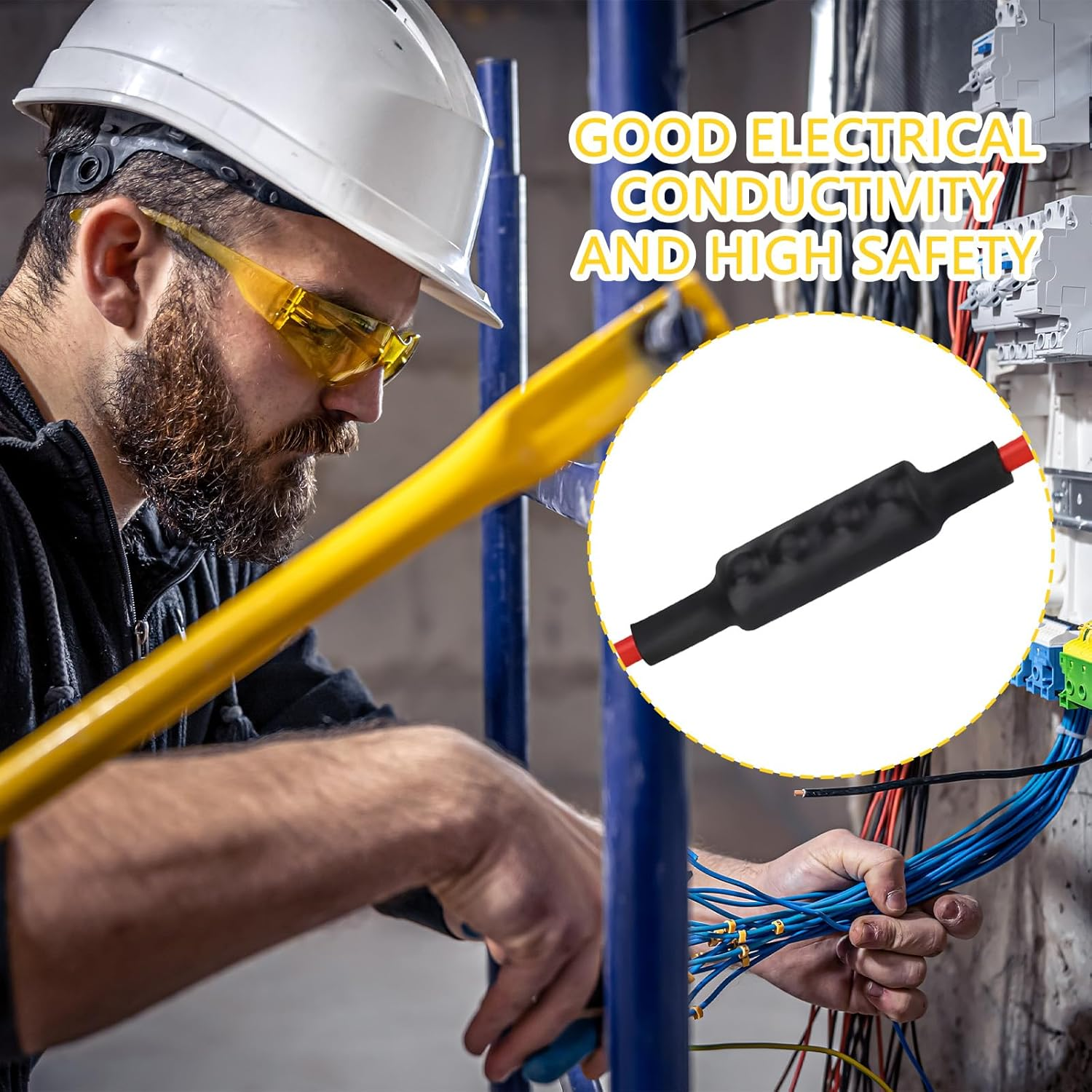 10Sets 6 Gauge Wire Connectors, 6 Awg Wire Connectors Terminal, 80Amp Waterproof Heat Shrink Tubing Quick Connect Splice Connector, 4-Hole Wiring Connector Set (Gold) image number 2