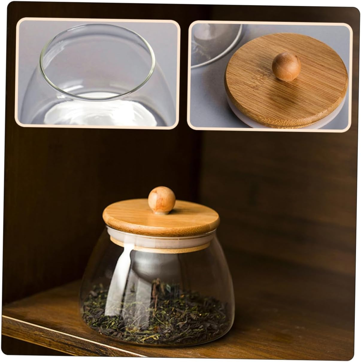 HOLIDYOYO 2Pcs Glass Candy Jar Lid Airtight Storage for Sweets Cookies Snacks Glass Design for Wedding Favors and Home Organization image number 1