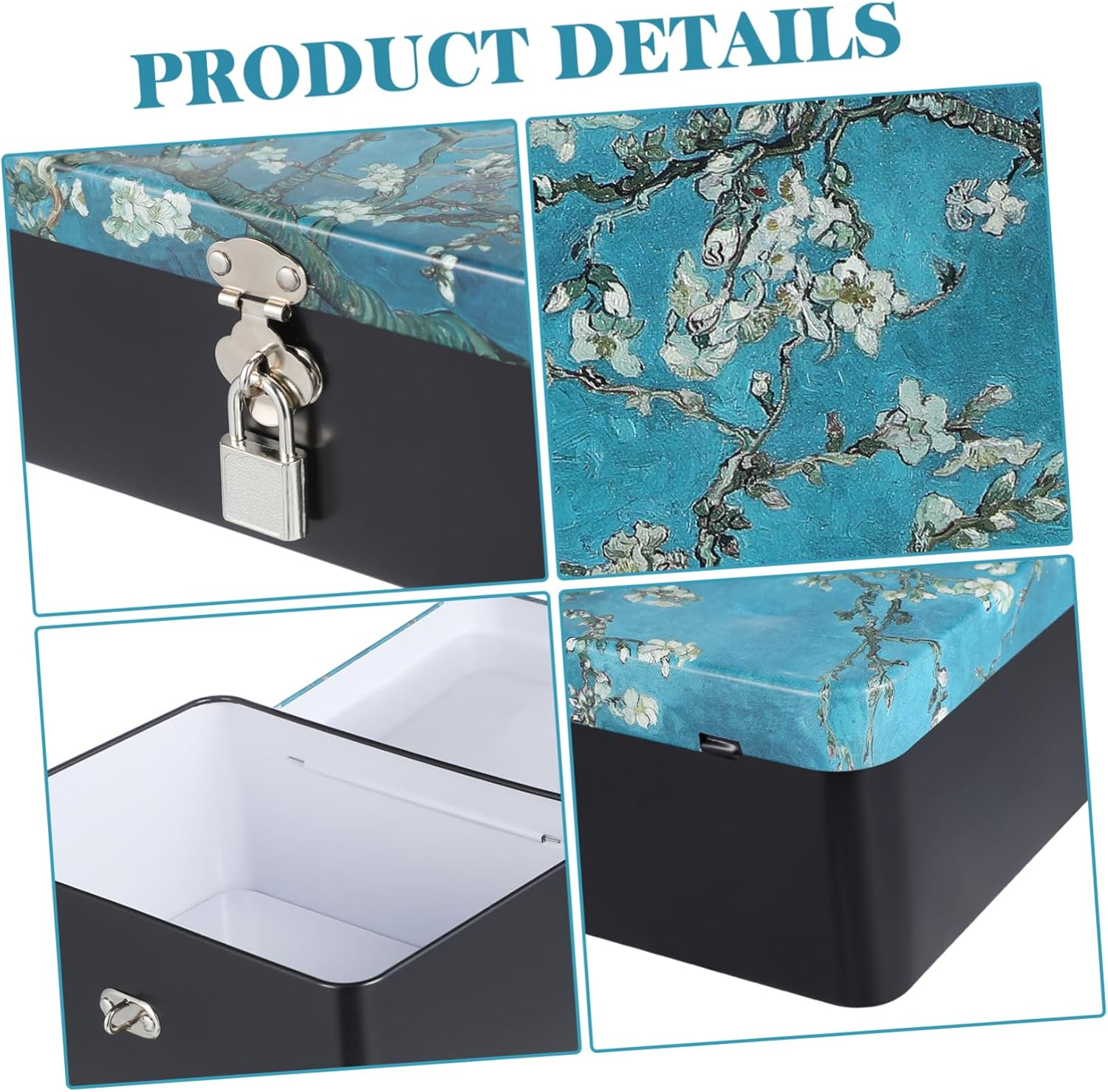 Lockable Jewelry Travel Case Metal Key Box Storage Box Desk Organizer Lock image number 2