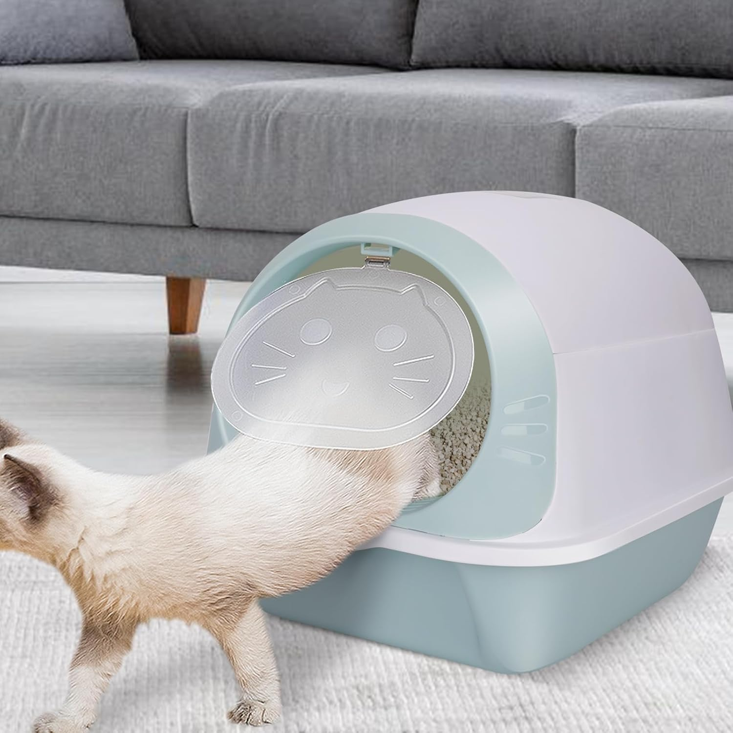 Kphico Cat Litter Box,Cat Potty with Cat Litter Scoop and Bamboo Charcoal Bag,Large Anti-Splashing Litter Box for Indoor Multiple Cats - 20" X 14" X 15" image number 1