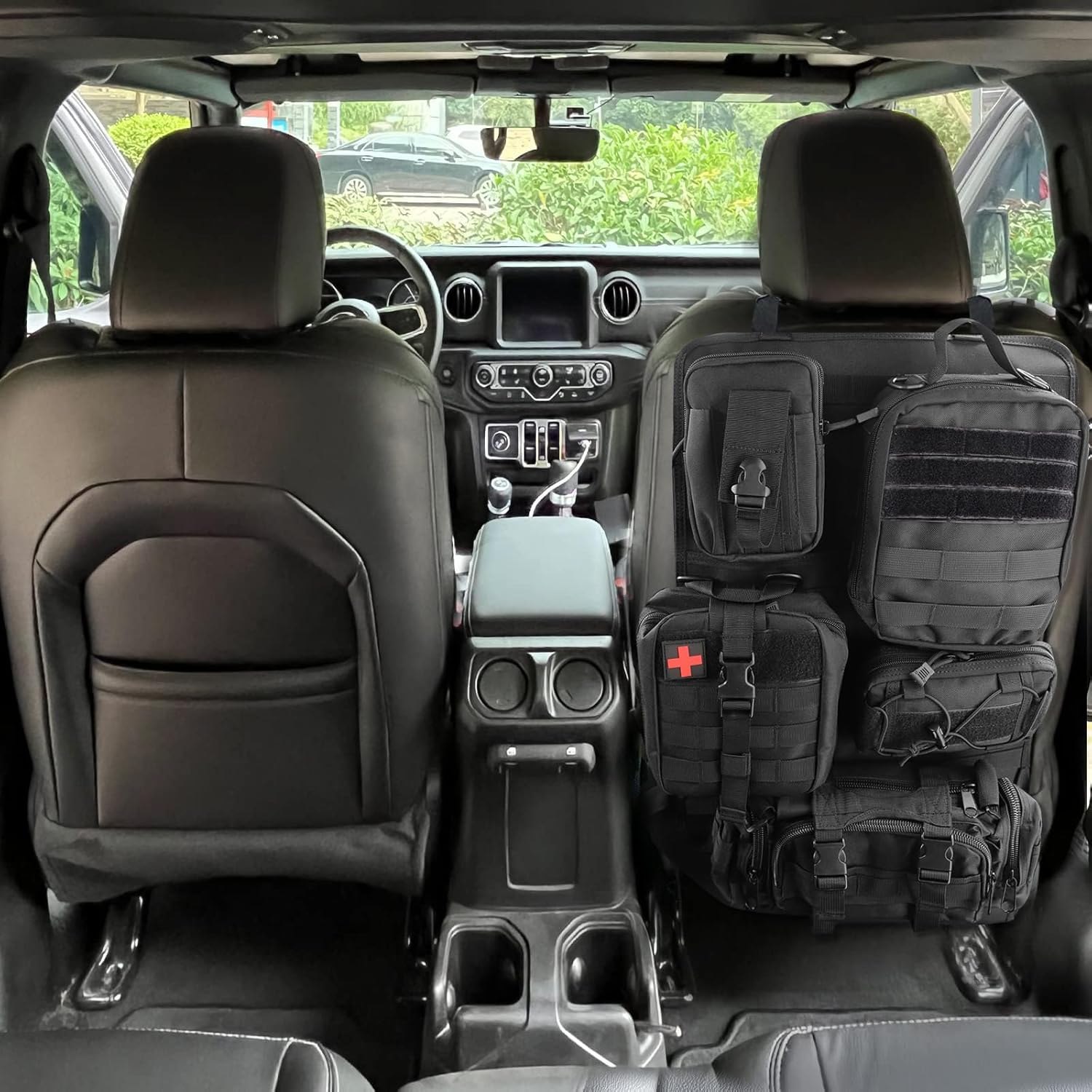 Universal Car Seat Back Organizer Bag, Tactical Car Seat Organizer Detachable Multifunction Back Seat Storage Bag for All Vehicel, Oxford Cloth Storage Bag with 5 Molle Pouches for Outdoor Camping image number 4