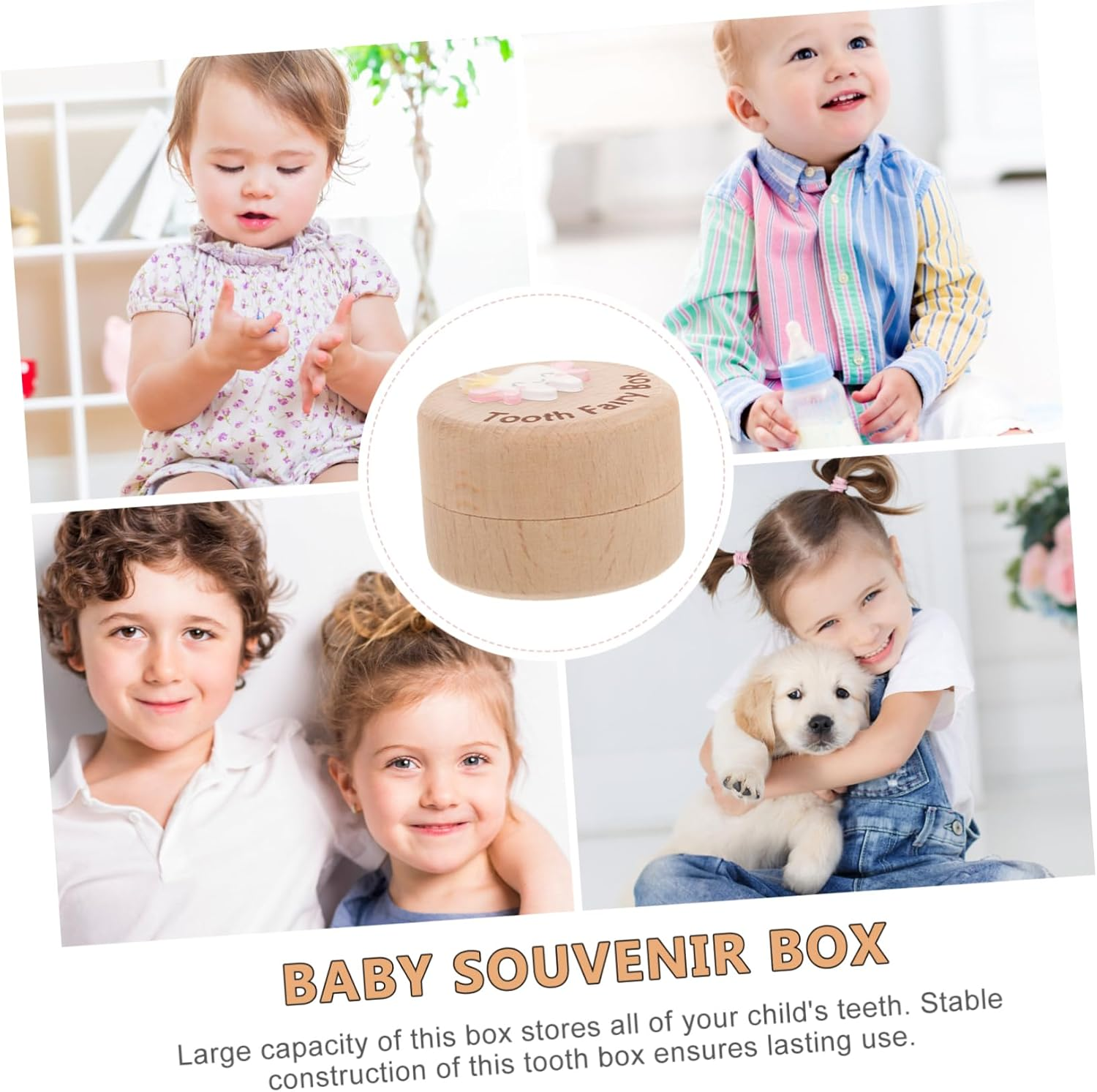 Wooden Tooth Holder Box Fetal Hair Saver Organizer for Boys and Girls Teeth Container image number 5