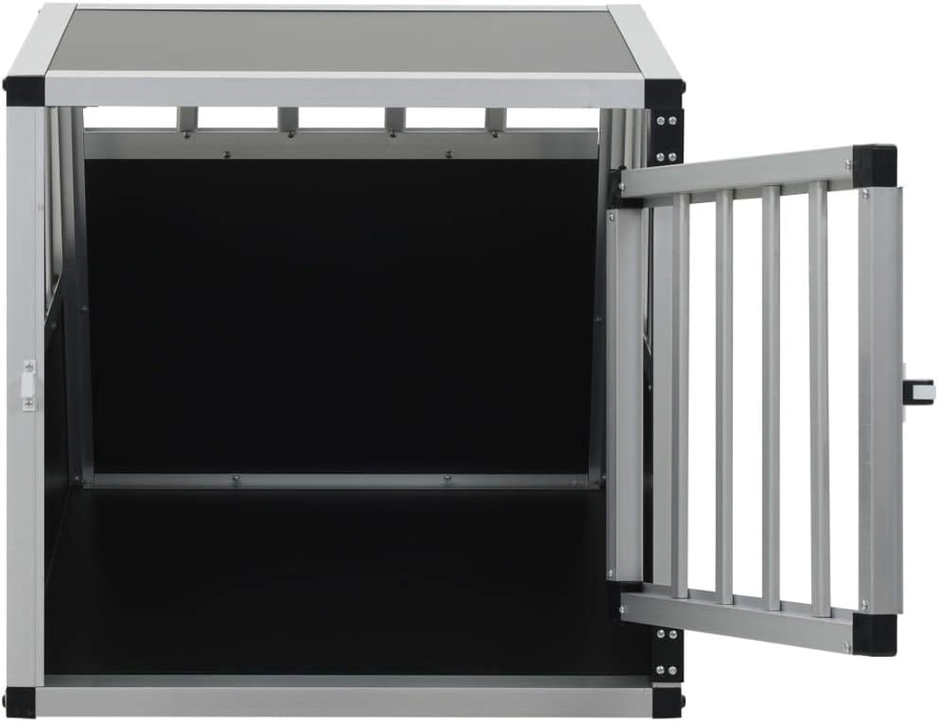 Vidaxl Aluminium and MDF Dog Cage - Lightweight, Easy-To-Transport Single Door Dog House for Car Trunk - 54X69X50 Cm, Silver Color image number 3