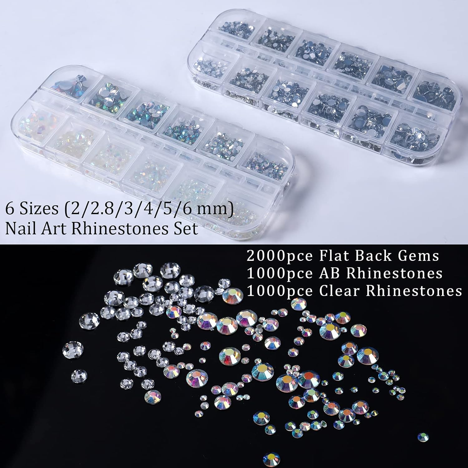 ANGNYA Nail Art Rhinestones Decorations Nail Stones for Nail Art Accessories and Clear Crystal Rhinestones with Pick up Tweezer and Rhinestone Picker Dotting Pen image number 6