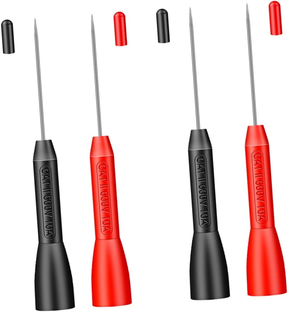 OKUMEYR 2 Pairs 2Mm Stainless Steel Test Probes 600V 10A Cat Ii for Multimeter Non-Destructive Back Probing with Brass Tips Automotive Diagnostic Tool image number 2
