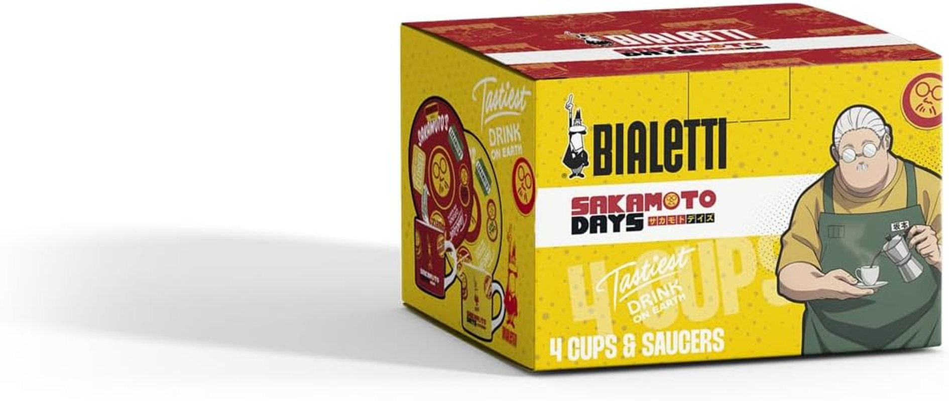 Bialetti - Sakamoto Days Cup & Saucer, Set of 4 Cups and Saucers, Porcelain image number 2