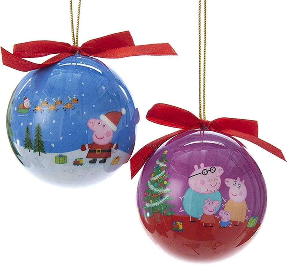 Kurt Adler 80 MM 2 Assorted Blue and Purple Daddy and George Decoupage Christmas Ball Ornaments