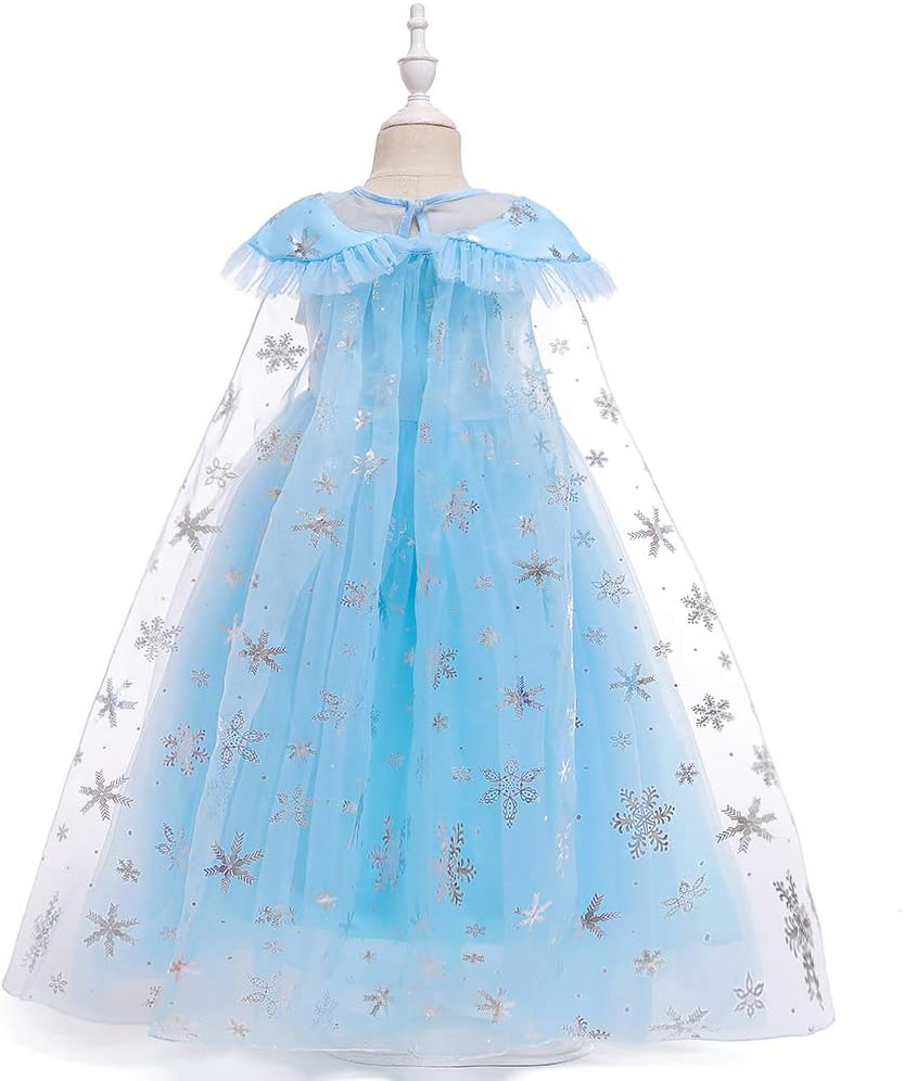 Dressy Daisy Little Toddler Kids Girls Snow Queen Ice Princess Dress up Costumes with Cape Train Halloween Christmas Fancy Party Size 2 to 10, Blue image number 7