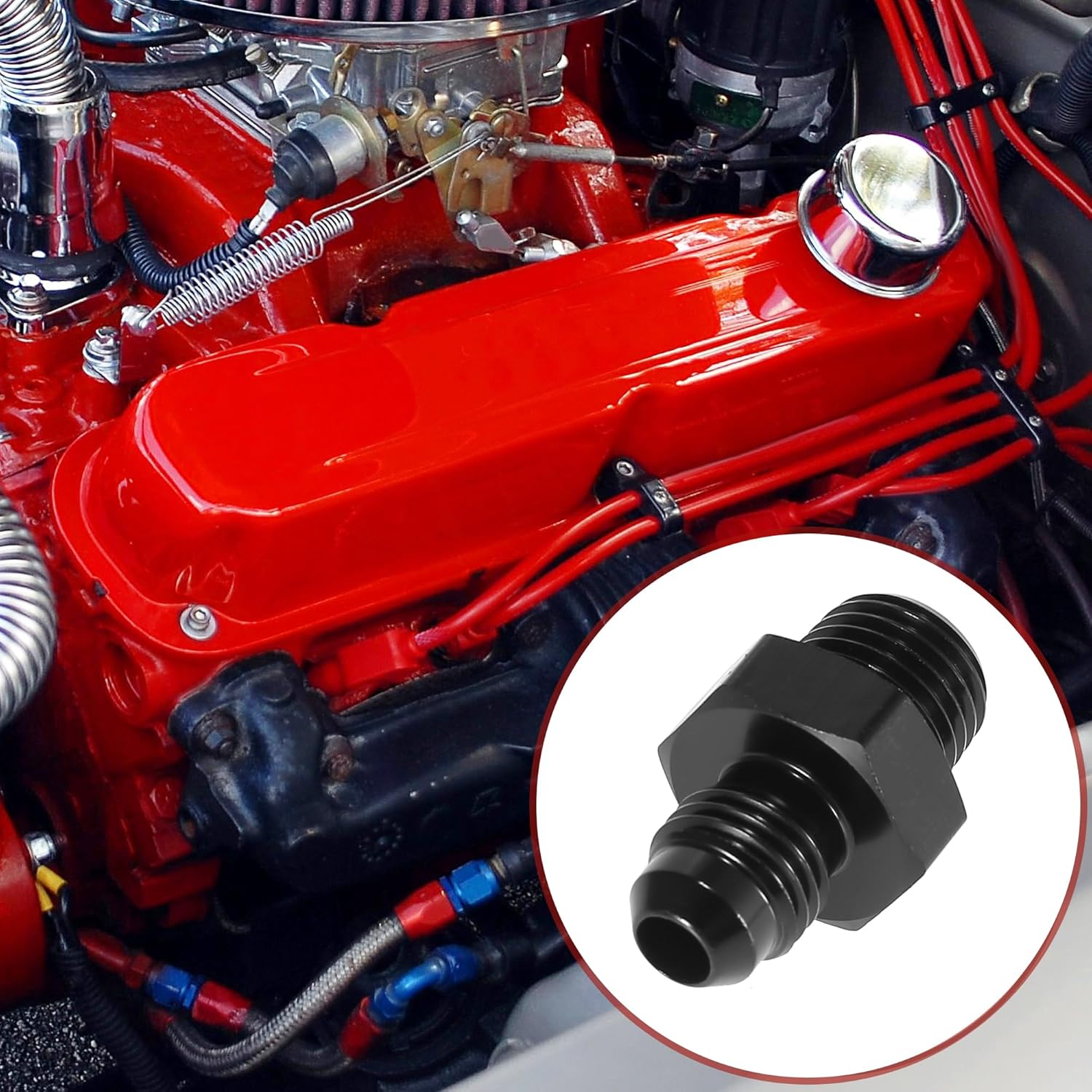 X AUTOHAUX 2Pcs AN4 Male to 1/4" NPT Male Union Car Flare Reducer Hose Fitting Adapter Universal Aluminum Alloy Fuel Oil Line Pipe Connector Black Anodized image number 3