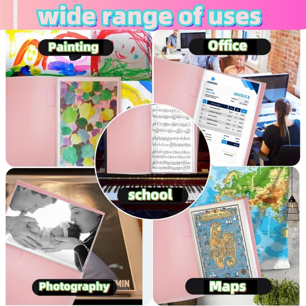 2Pcs Presentation Book with Clear Sheet Protectors, 60 Pockets A4 Portfolio Folder Binder Display for Document, Kids Artwork, Diamond Painting（Pink+Blue） image number 2