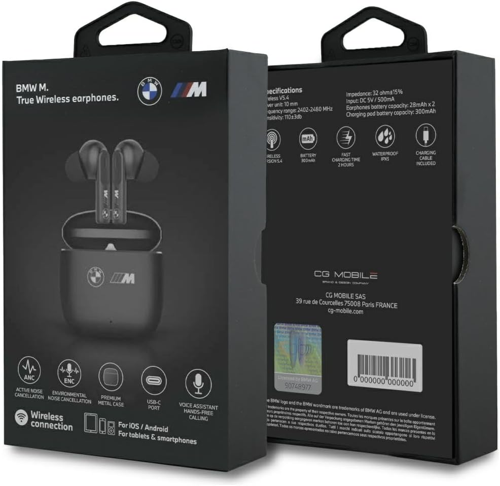 CG MOBILE BMW M Metal M Logo Print ANC-ENC Bluetooth TWS Headphones (Black)
