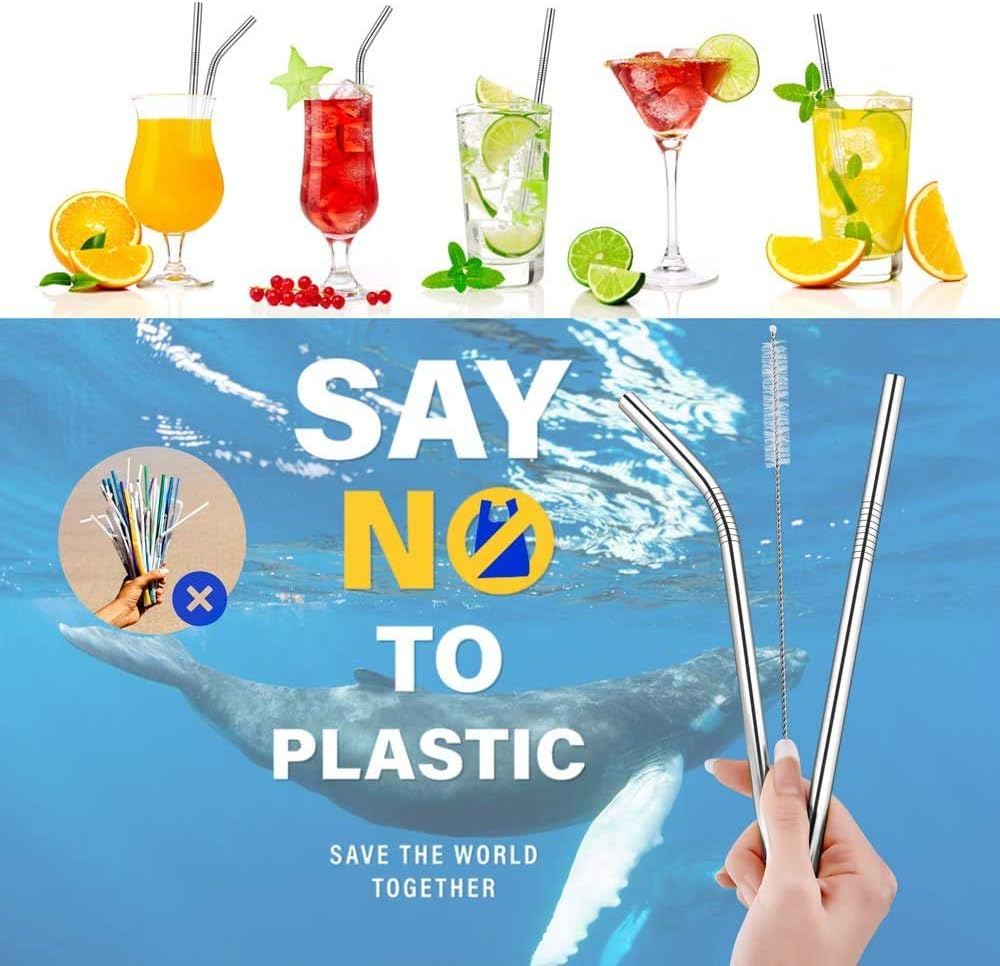 Travel Cutlery Set | Portable Camping Utensils Set Including Knife Fork Spoons Straws Chopsticks Cleaning Brush, Reusable Travel Cutlery Kit Stainless Steel [8 Piece Silver] image number 1