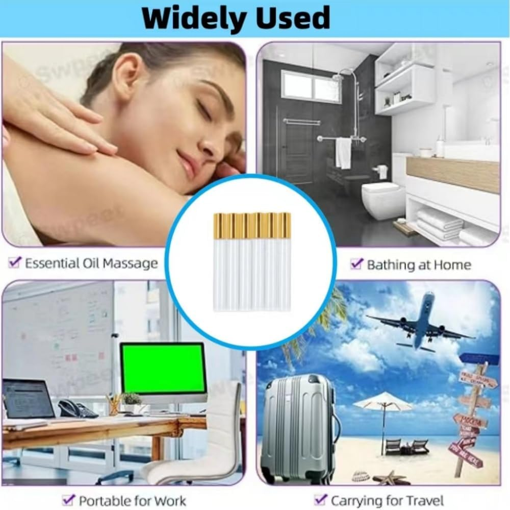 Fabselection Glass Roller Bottles, 12PCS Essential Oil Roller Bottle Refillable Empty Glass Bottle with Stainless Steel Rollerball, 1PC Opener and 2PCS Dropper Refillable Glass image number 1