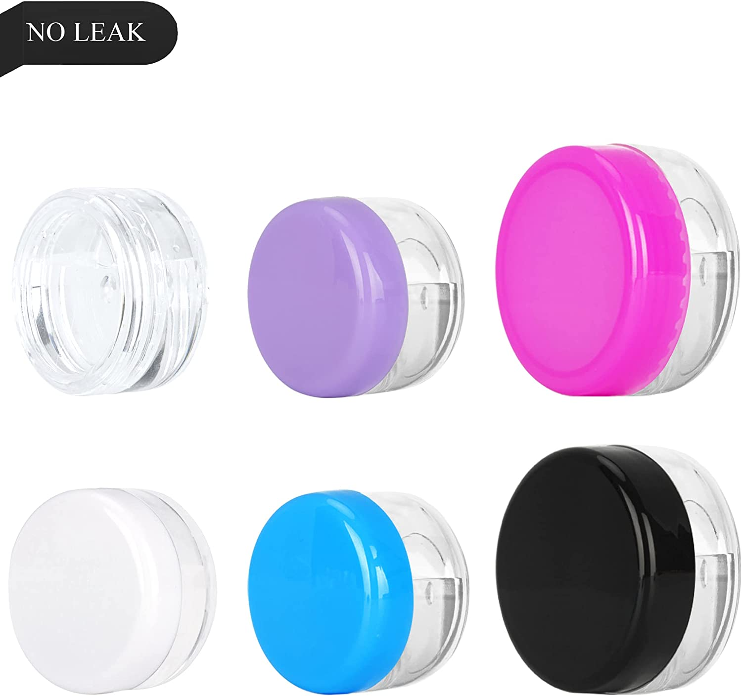 25PCS 3 Gram Sample Containers, 3Ml Empty Jars with Lids, Small Cosmetic Containers, Mini Sample Jars with 2PCS Mini Spatulas for Make Up, Oils, Lotion, Powder, Paint, Jewelry, Lip Balms(Black Lid) image number 5