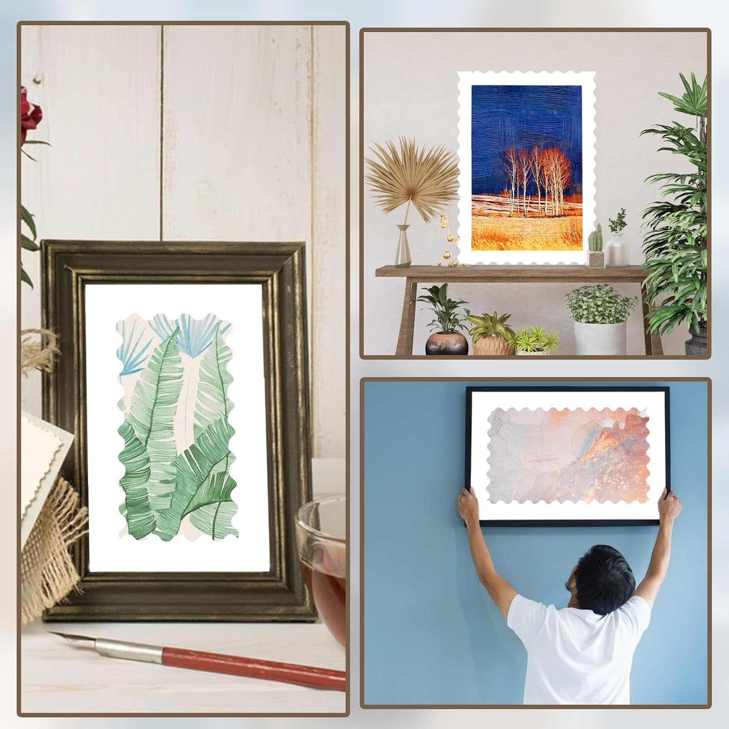 65Feet Scalloped Bulletin Board Borders with Wavy Line Design for School Classroom Offices Doors Decoration Strips (White) - Tibetan Blue image number 6