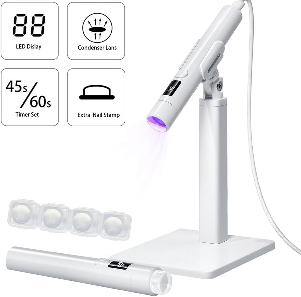 HHWRT Handheld Mini UV Light, Portable UV Light, Handheld UV Light for Gel Nails, Portable Mini Nail Dryer with Stand and LED Screen, Handheld LED Nail Lamp for Home Manicure and Nail Salon image number 5