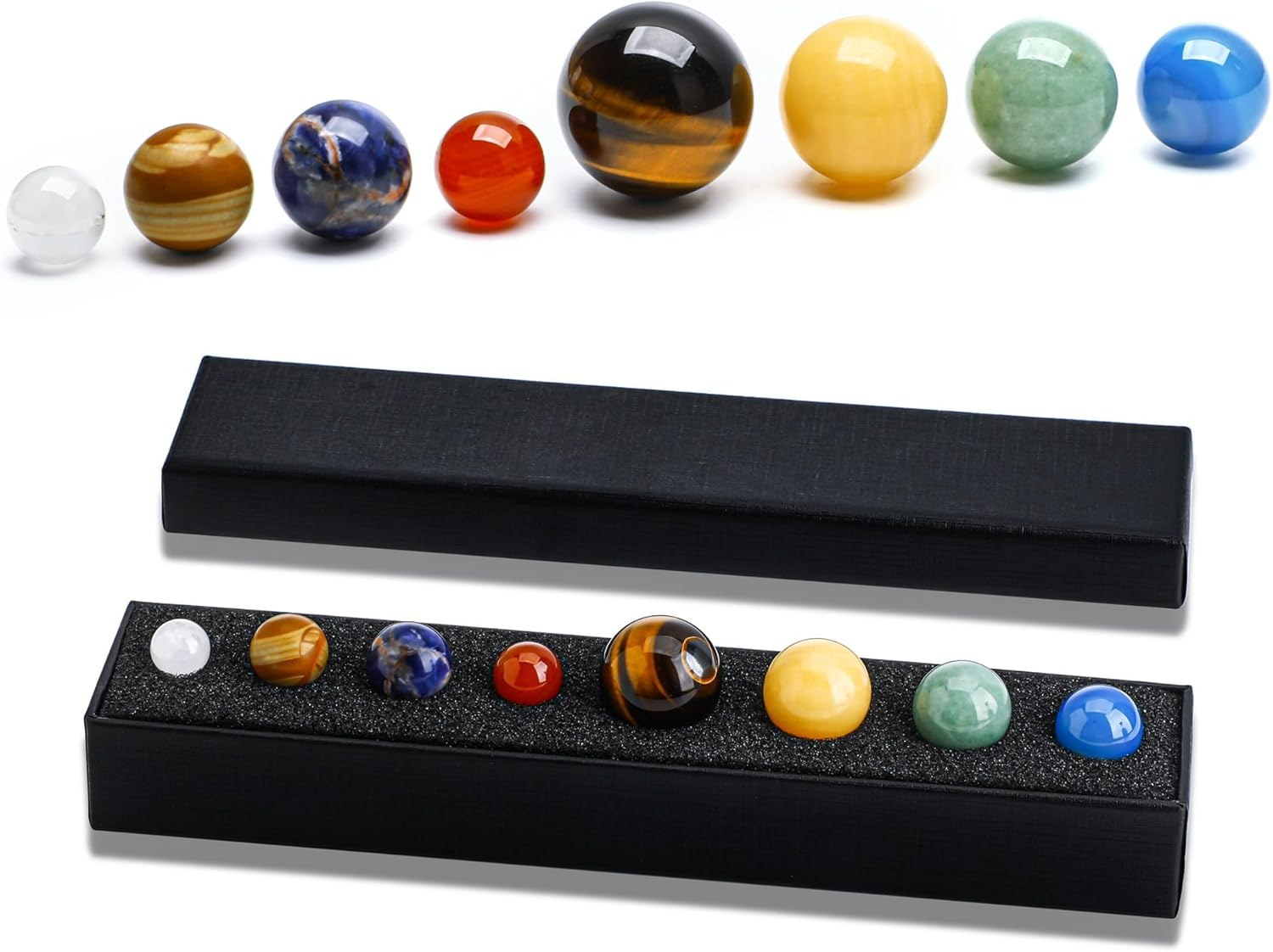 Natural Gemstones Solar System Model Multicolor Space Decor 8 Planets Model Kit Chakra Reiki Healing Crystal Ball Set for Boys Girls Men Women 8Pcs image number 2