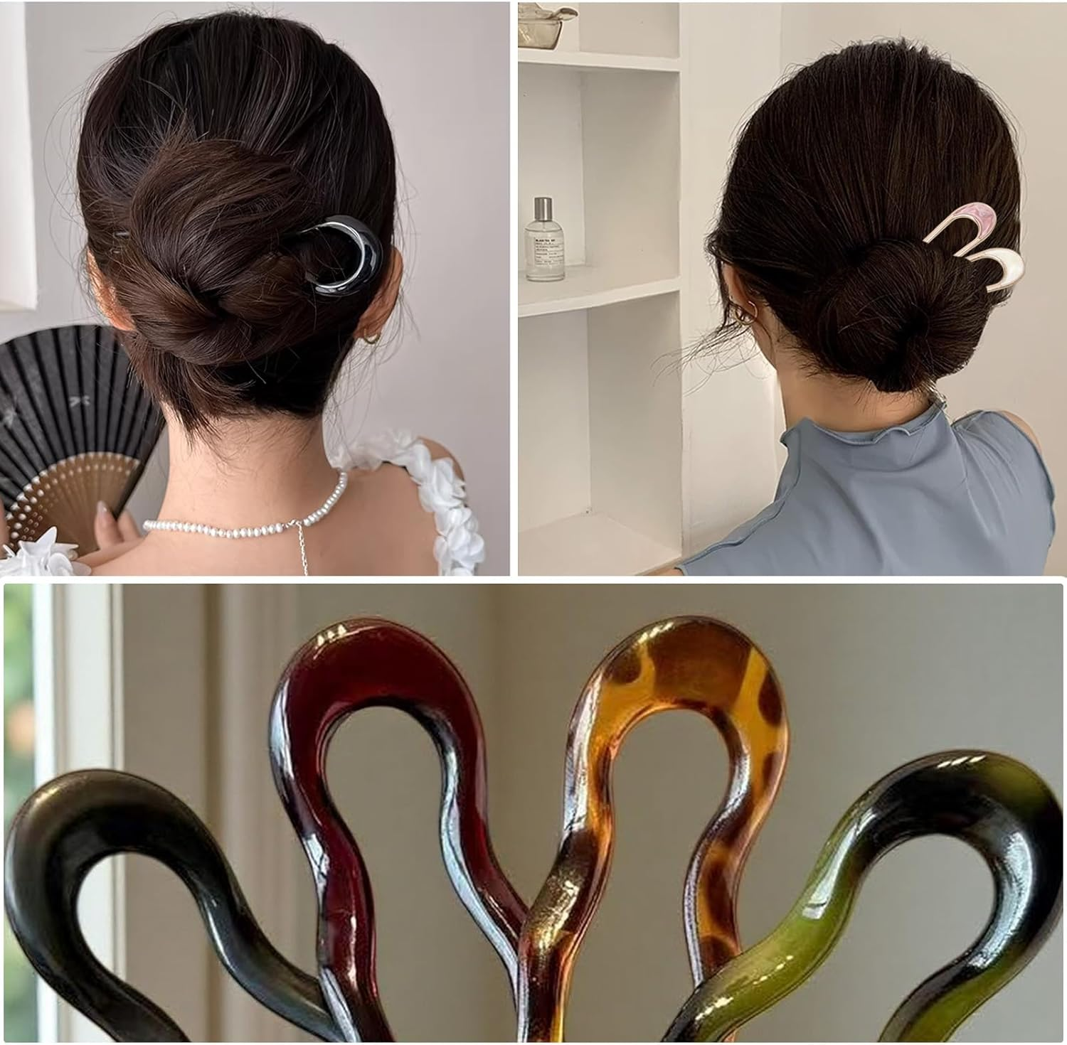 FOSDICK Pack of 6 U-Shaped Hair Pins, French Hair Fork, French Twist Hair Pins for Women Girls All Hair Types Updo Styling image number 1