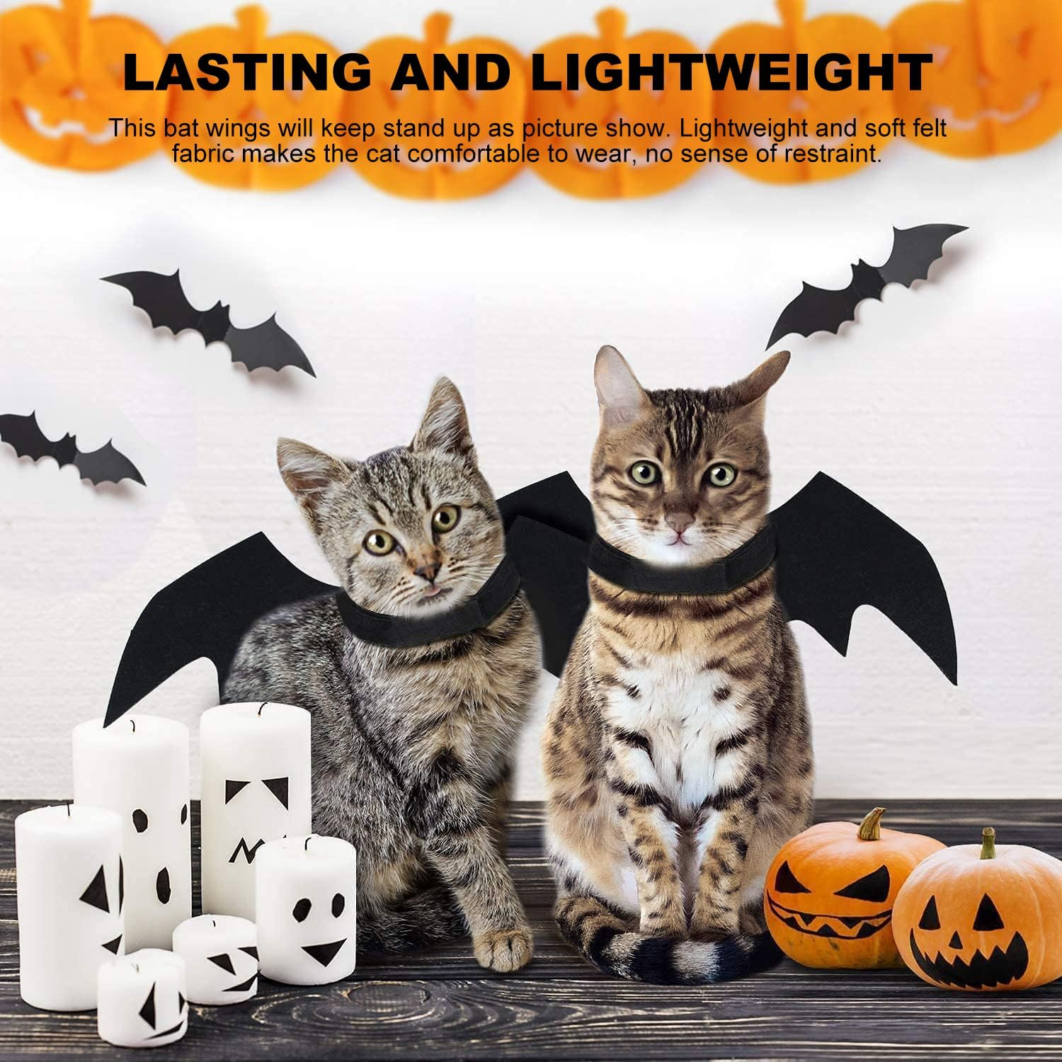 Pet Cat Bat Wings for Halloween Party, Thanksgiving Costume for Cats and Dogs, Puppy Collar Leads Cosplay, Wings for Pet Costume