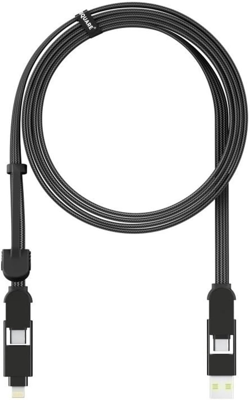 Rolling Square Incharge XL Charging/Data Transfer Cable, 2 Metre Length, Black