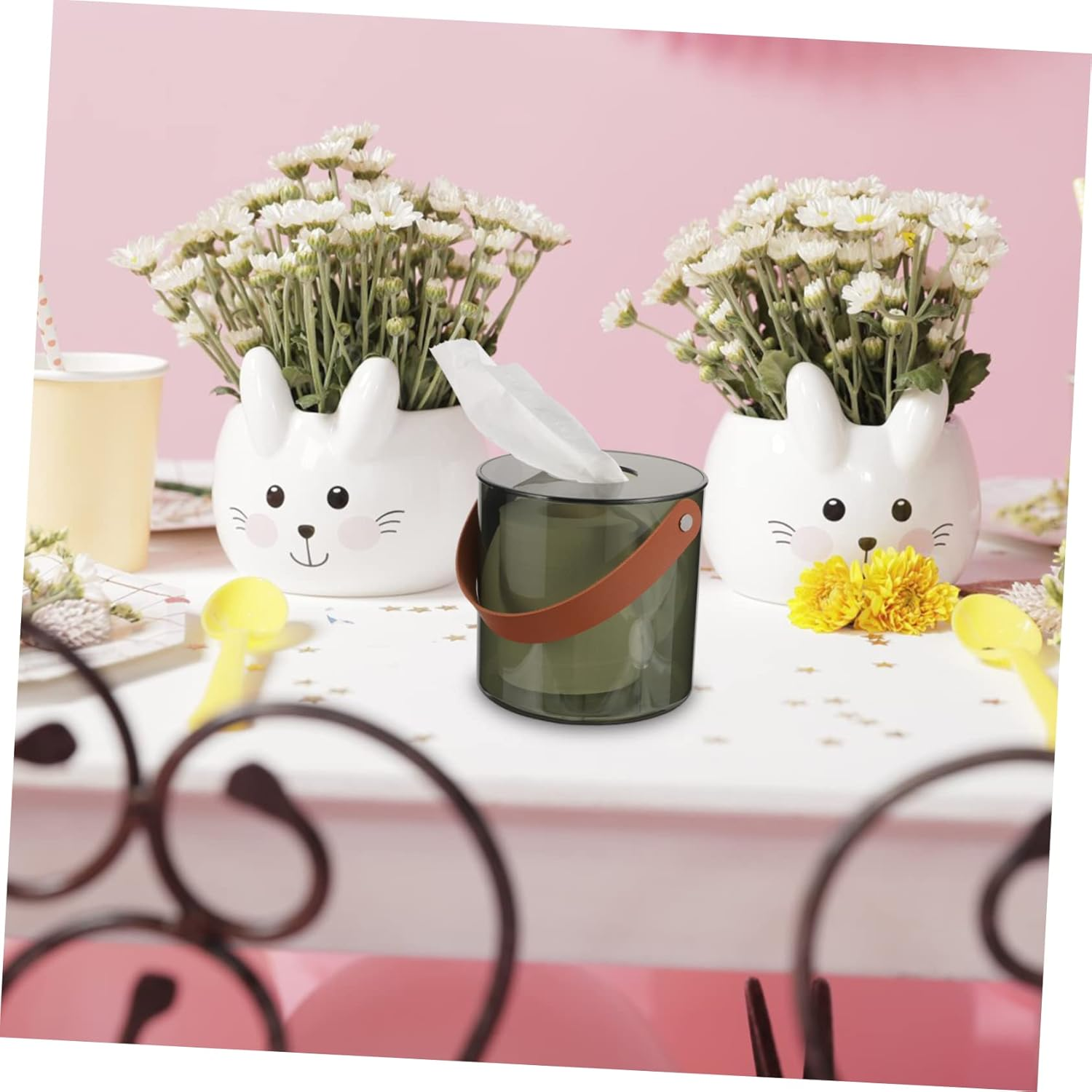 Wall-Mounted Tissue Storage Box round Napkin Paper Box Easy Access Tissue Holder image number 4